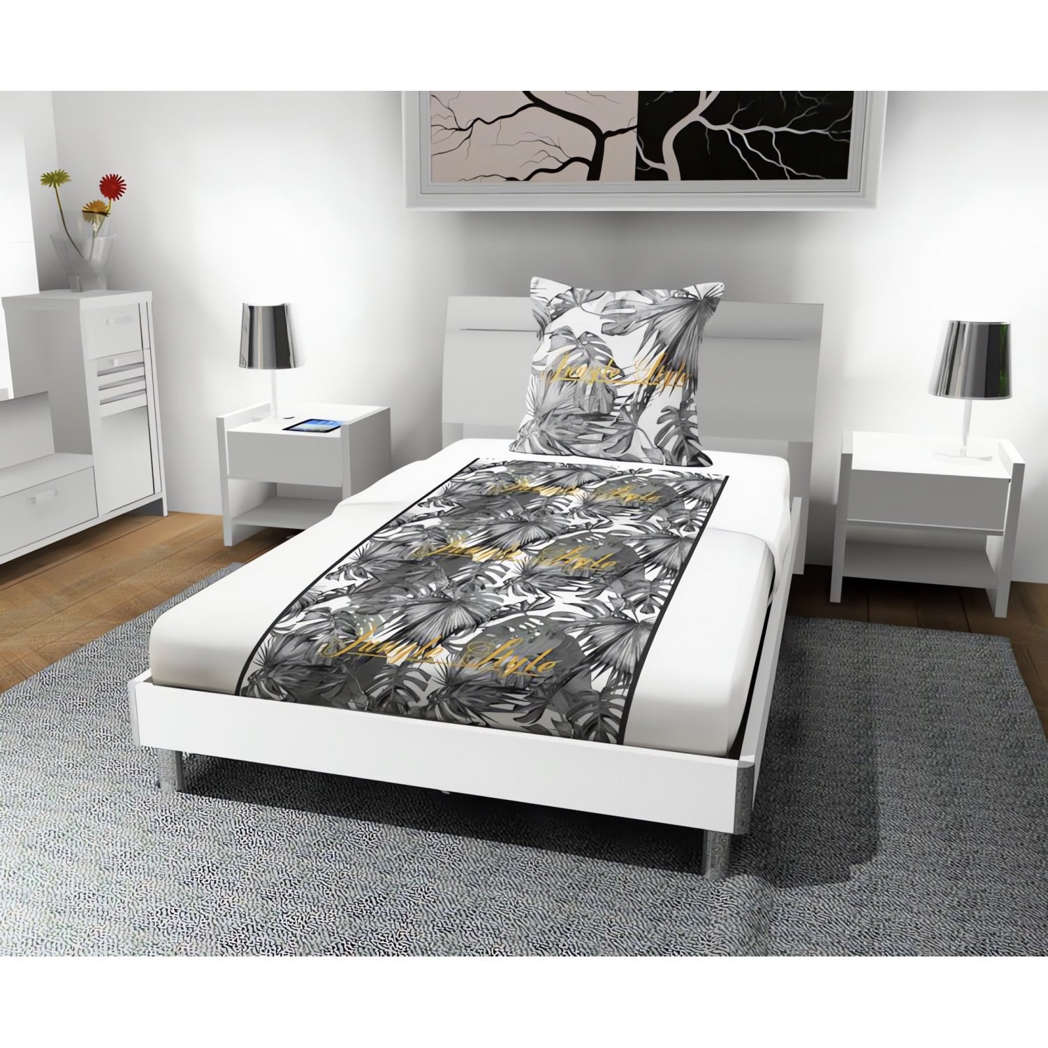 Parure de Draps Satin Drap Housse 100x190x35 cm Grand Bonnet avec Drap