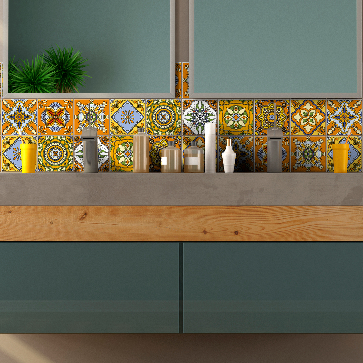 9 vinilo baldosas azulejos adornos mosaicos antiguos - adhesivo pared - sticker revestimiento - 9stickers20x20cm