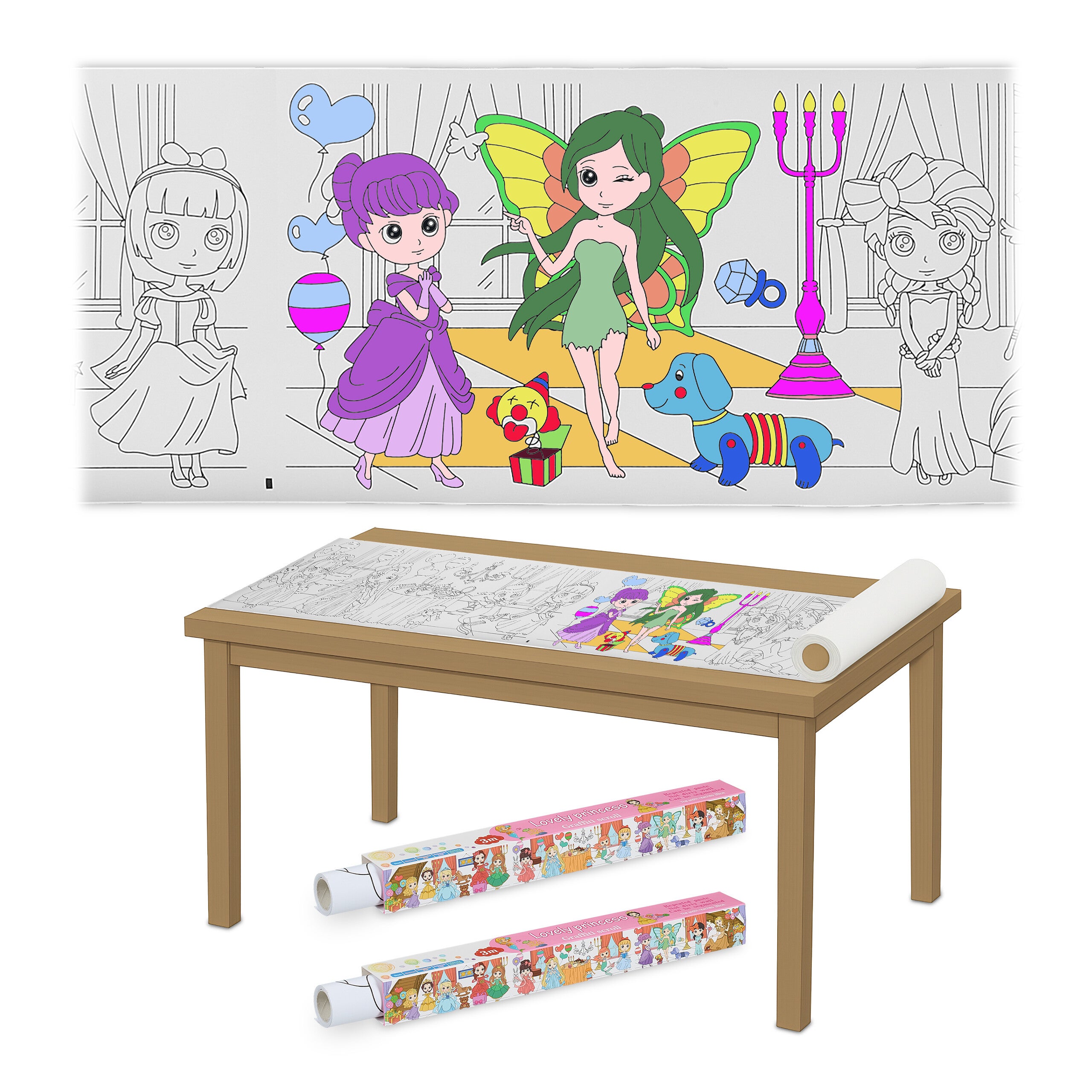 Papier Coloriage Autocollant Rouleau De Coloriage Adhésif Enfant - 2 Rouleaux Papier Dessin 30x300cm - Jeu Éducatif Créatif Papier Coloriage Enfant