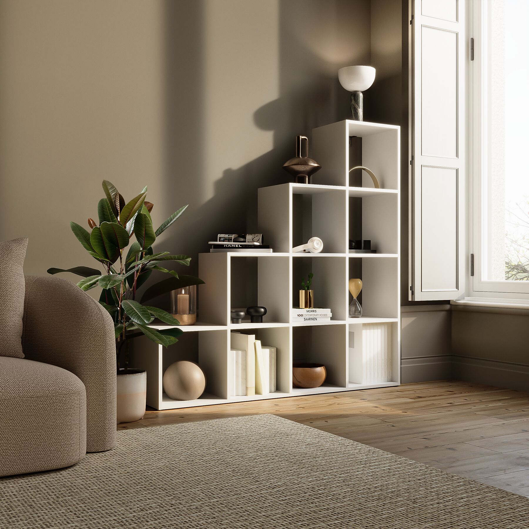 Libreria in truciolare con 10 scomparti aperti e design a cubi TECTAKE - 3