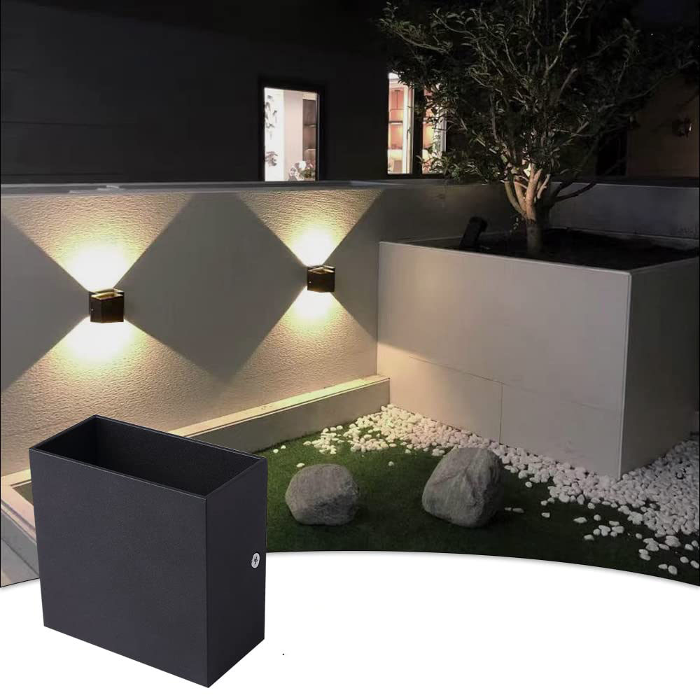 Nowoczesny kwadratowy kinkiet wewnętrzny, ściemnialne światło LED, ciepłe światło, czarna obudowa ， 10 * 10 * 5 CM (przełącznik nie jest dołączony)