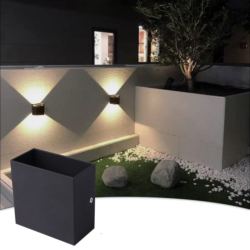 Nowoczesna kwadratowa lampa ścienna do wnętrz, ściemniana lampa LED, ciepłe światło, czarna obudowa, 10*10*5CM (włącznik nie wchodzi w skład zestawu)