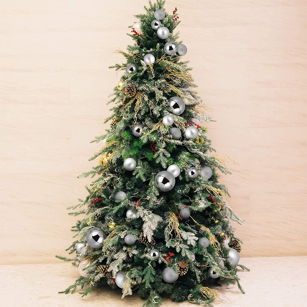 conjunto de 36 bolas de Natal de prata sortidas (3 cm de diâmetro), decorações de árvore de Natal inquebráveis, decorações de festa de casamento - 7