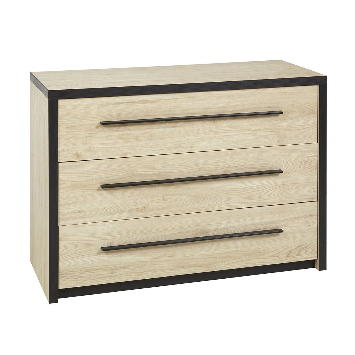 CRUZ - Commode 3 Tiroirs Aspect Bois et Contour Noir | Leroy Merlin