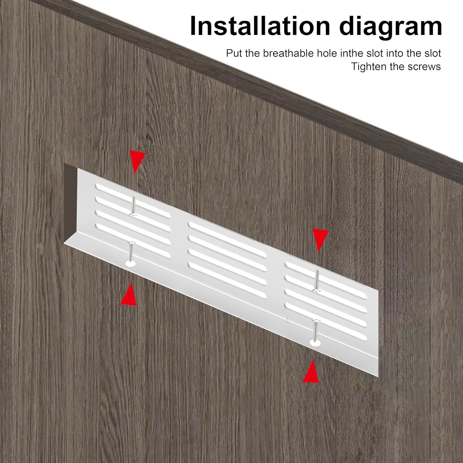 Kratka wentylacyjna aluminiowa z wkrętami, do wentylacji szaf i pomieszczeń, 15 x 5 cm, srebrna, 4 sztuki - 6
