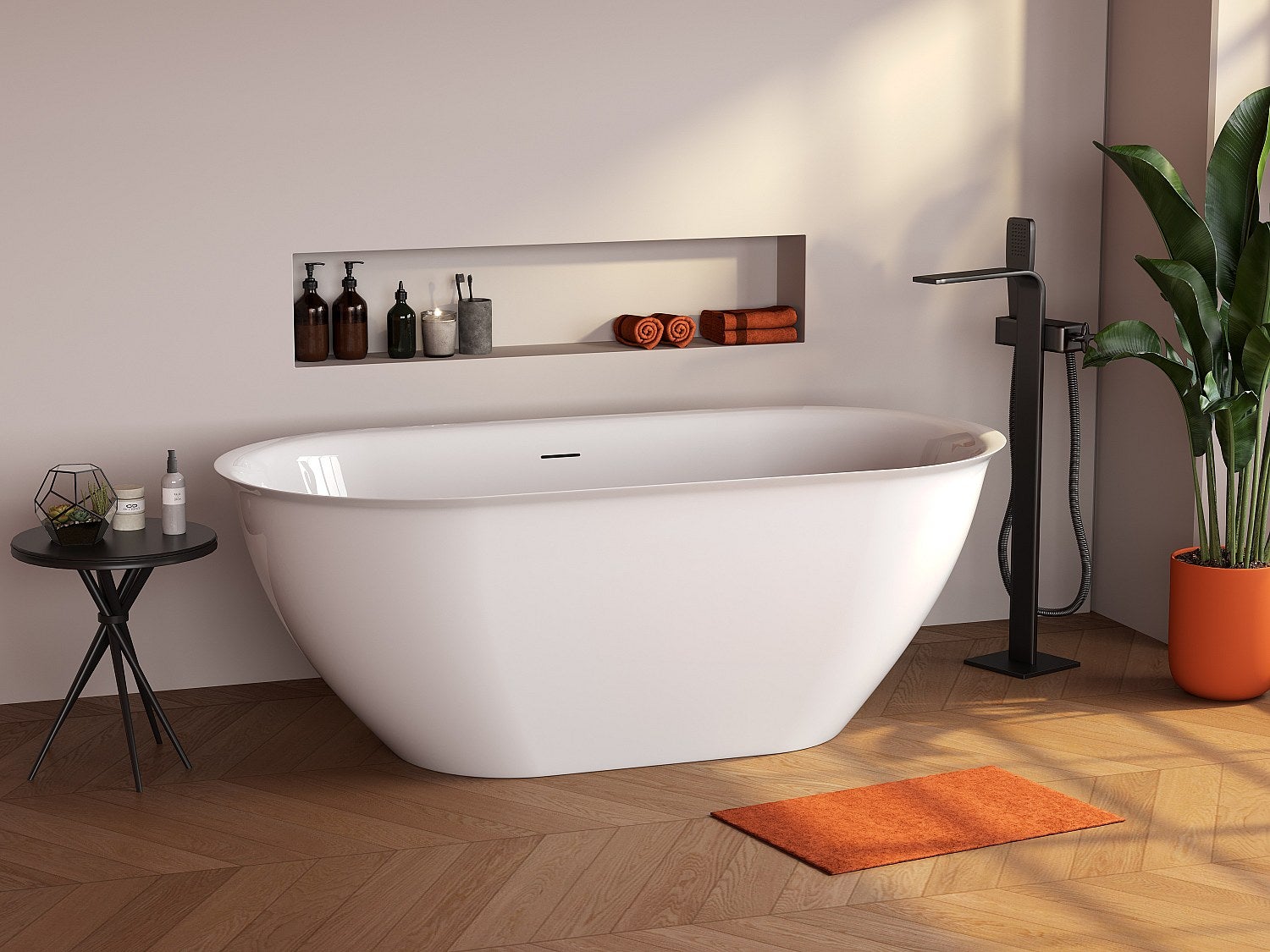 Biała wanna wolnostojąca - 197 L - Akryl - 160 x 80 x 58 cm - SORTINO
