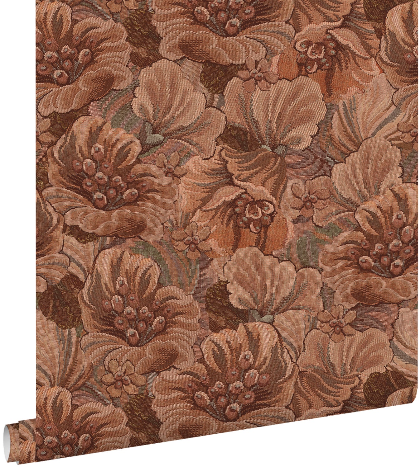 Tapeta kwiatowy wzór ciemny brąz - 50 x 900 cm - ESTAHOME