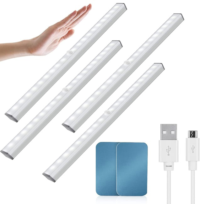 Lot De 2 Lampes De Placard à 10 LED Avec Détecteur De Mouvement, Veilleuse LED Et éclairage D