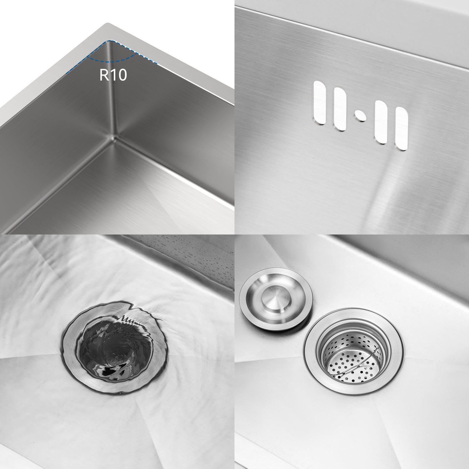 Évier Cuisine 1 Bac 55x45CM Évier à encastrer avec Distributeur Savon,Siphon/Trop-Plein Évier Inox Brossé pour Table à partir de 60 cm,EU Modèle - 6