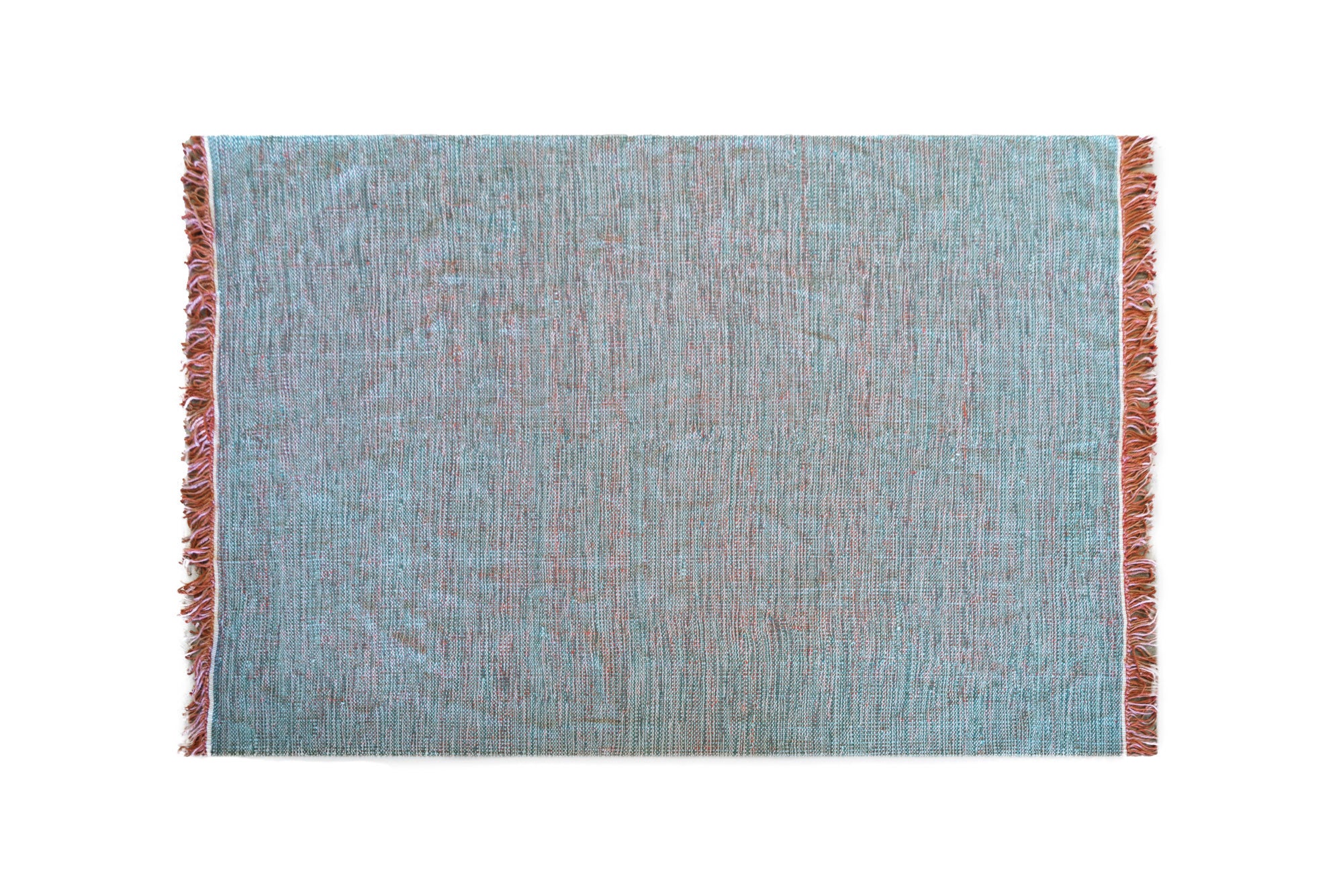 Dywan bawełniany w kolorze turkusowym z różowymi frędzlami 175x235 cm