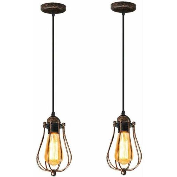 Przemysłowa lampa wisząca w stylu vintage z 2 żarówkami, lampa retro do kawiarni, loftu, kuchni, salonu i pokoju hotelowego (rdza)