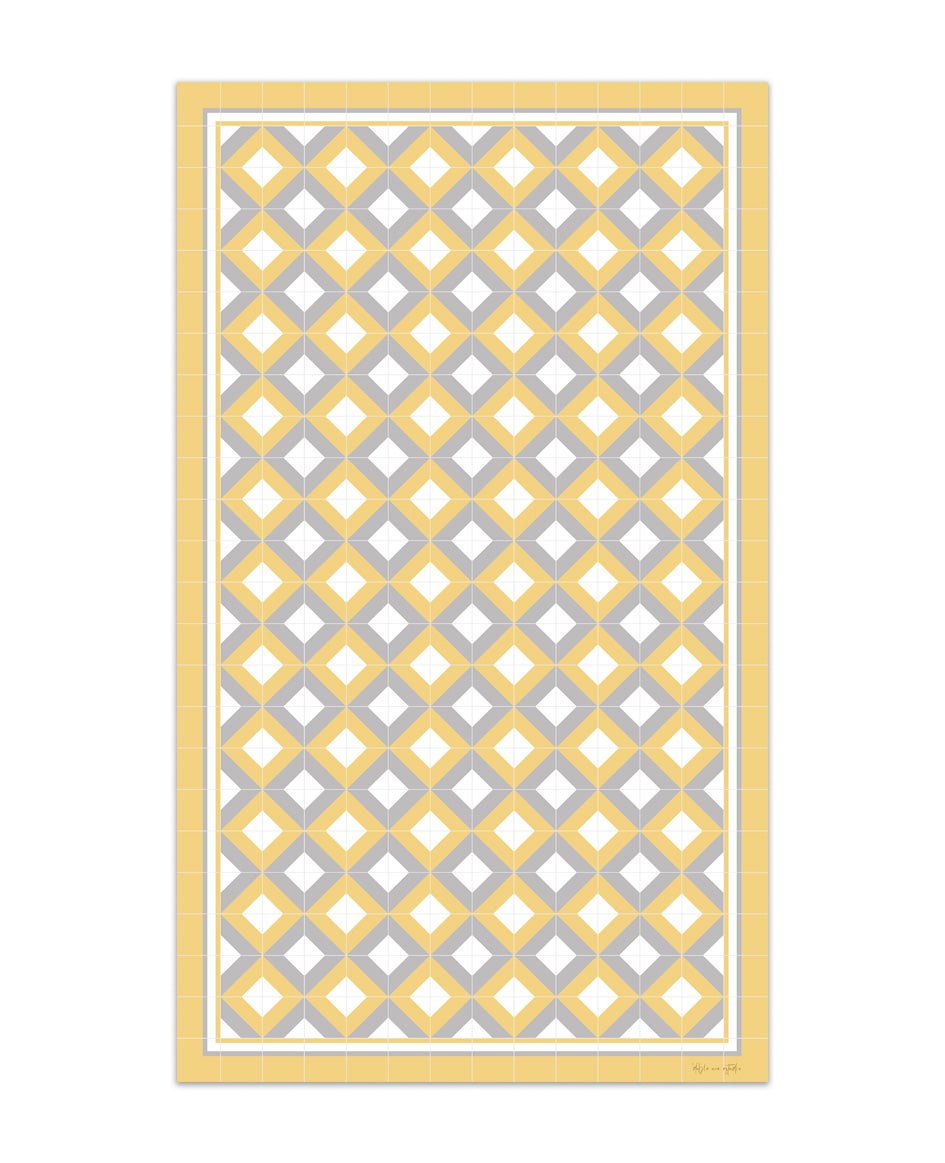 Alfombra de vinilo geométrica 26 amarilla 300x200 cm pvc cocina salón comedor