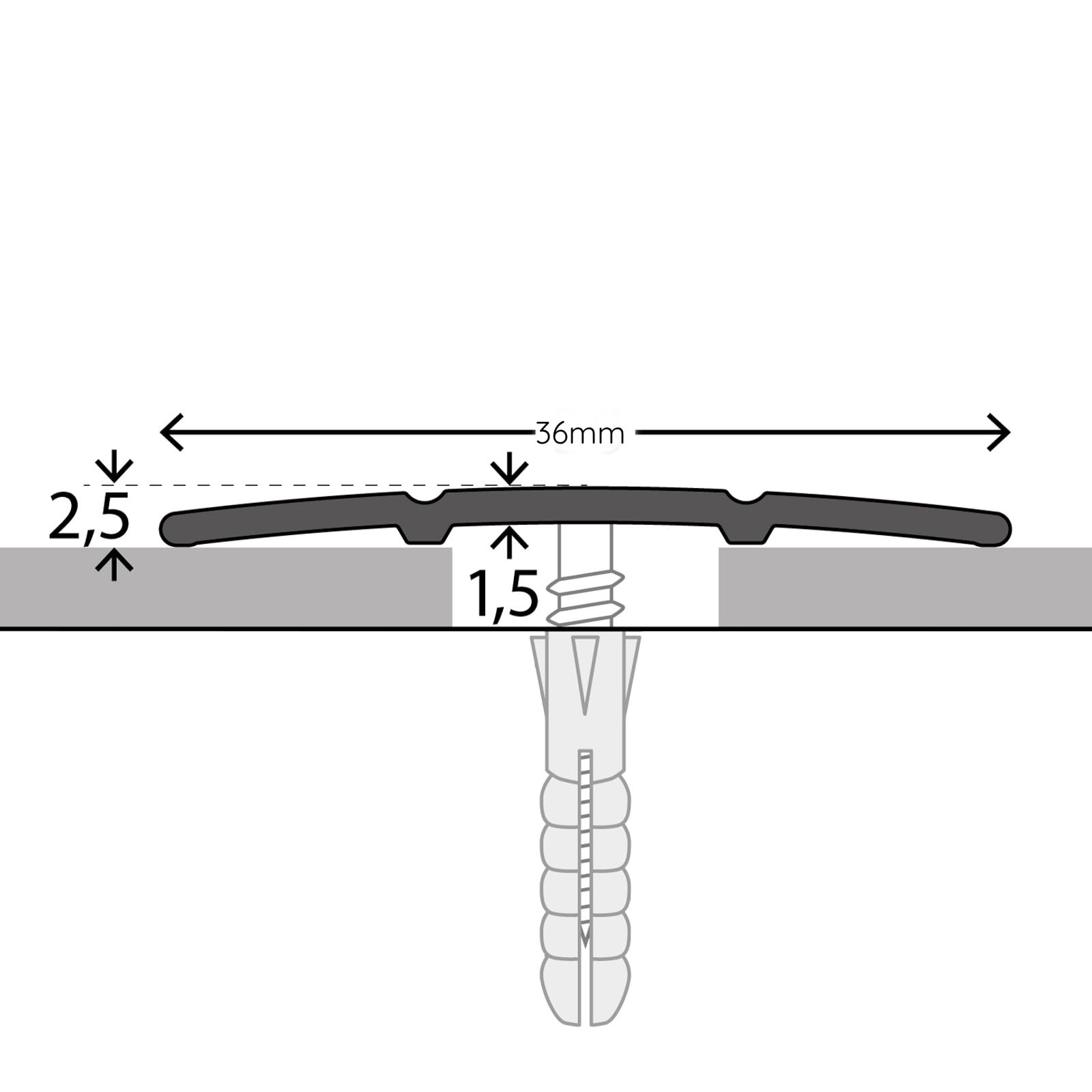 Barre de seuil Firm K132 Forme: C : 36 mm Longueur: 90 cm Pré-percé Or - 5