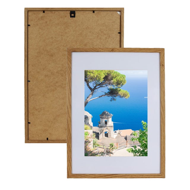 BD ART Cadre photo A3 29,7 x 42 cm, avec passe-partout 21 x 30 cm, chêne grand, avec plexiglas, bois MDF, moderne, à accrocher au mur