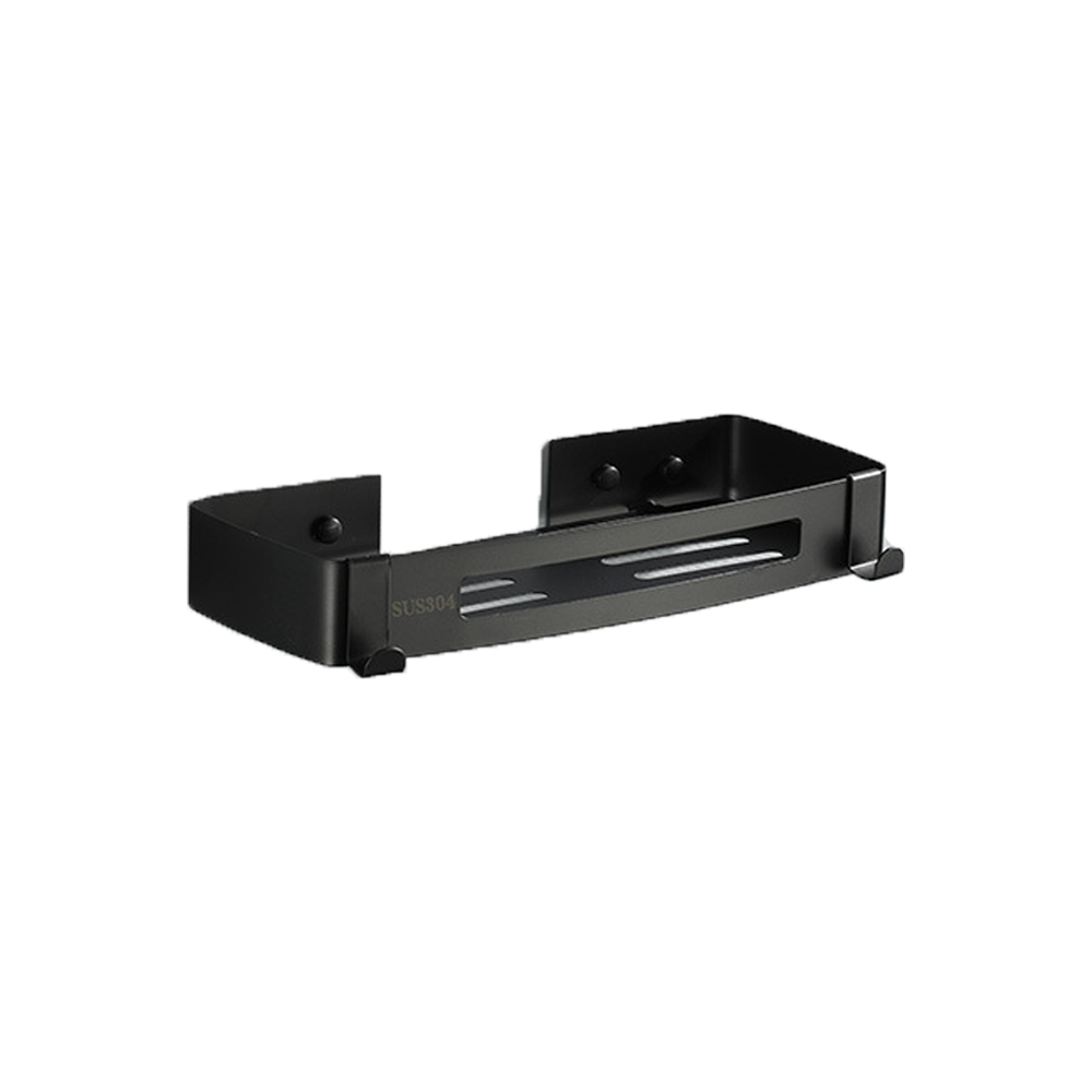 Lotto di 1 black, Shower shelf, shiny stainless steel, for shampoo, 4.5 x 31 x 12 cm, bretella di supporto