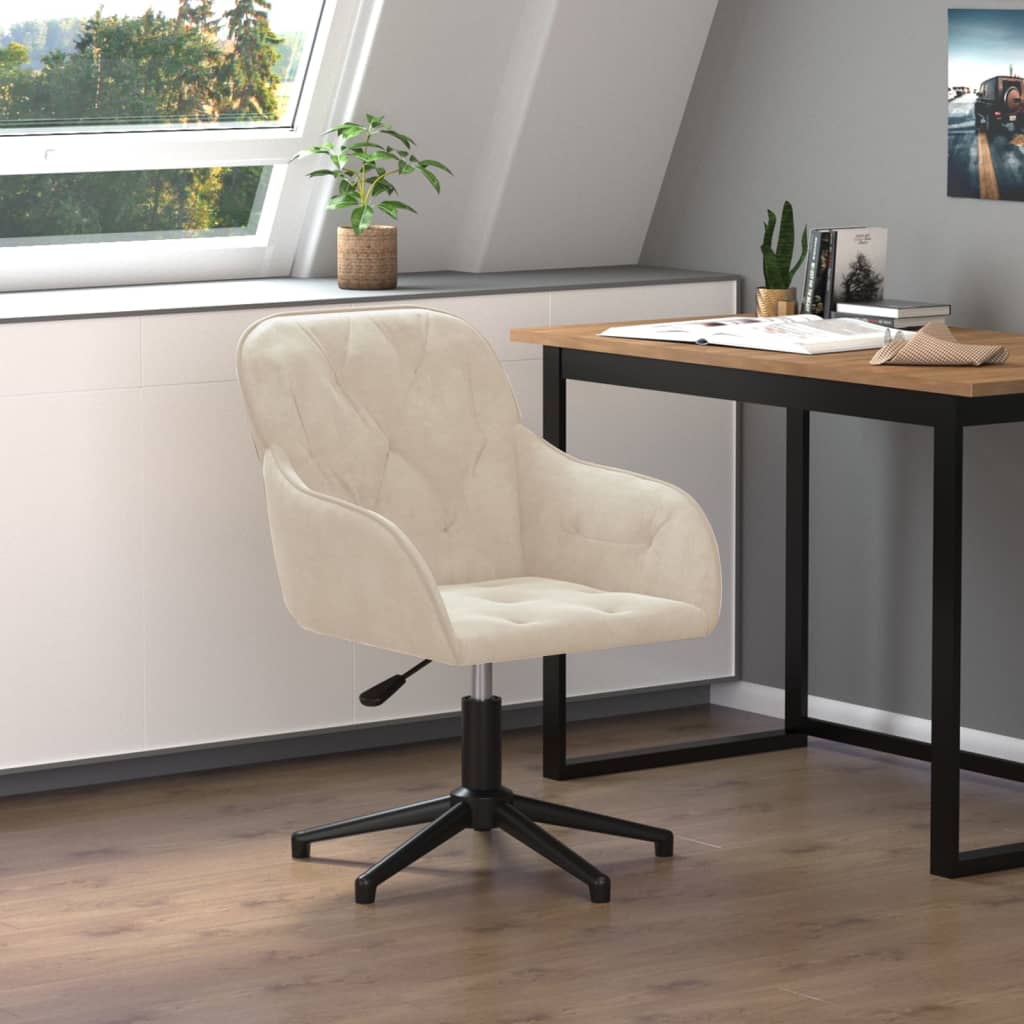Vidaxl  Silla De Oficina Giratoria De Terciopelo Color Crema , Leroy Merlin