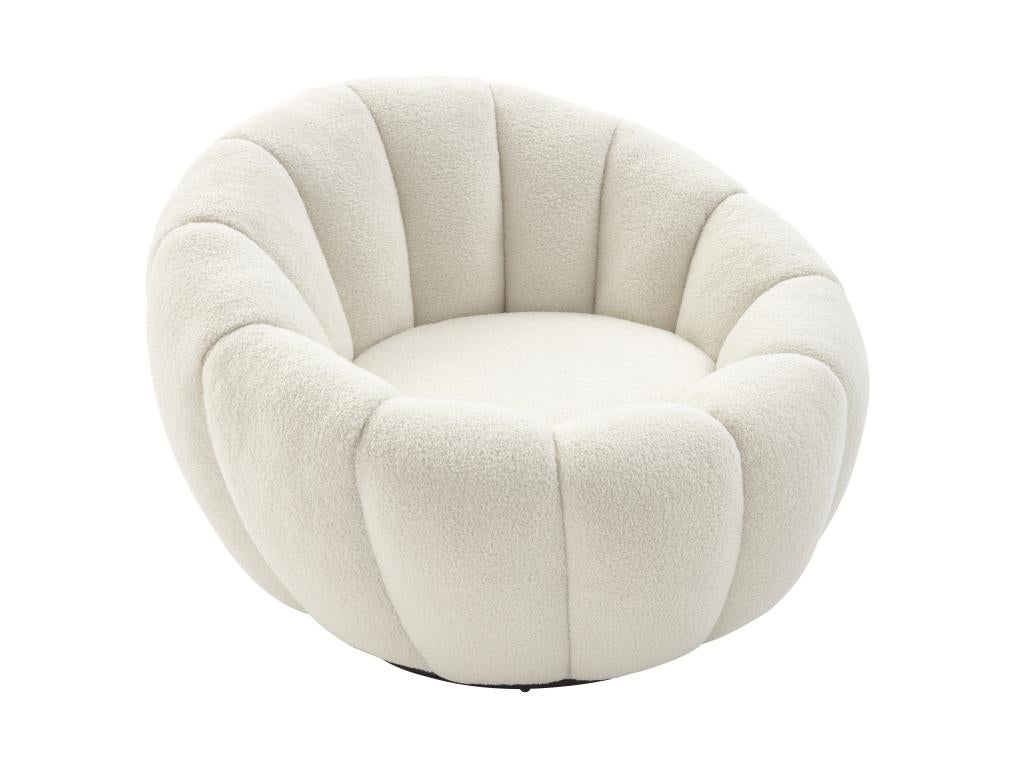 Fauteuil coquillage pivotant en tissu bouclette blanc COSSATO - 2