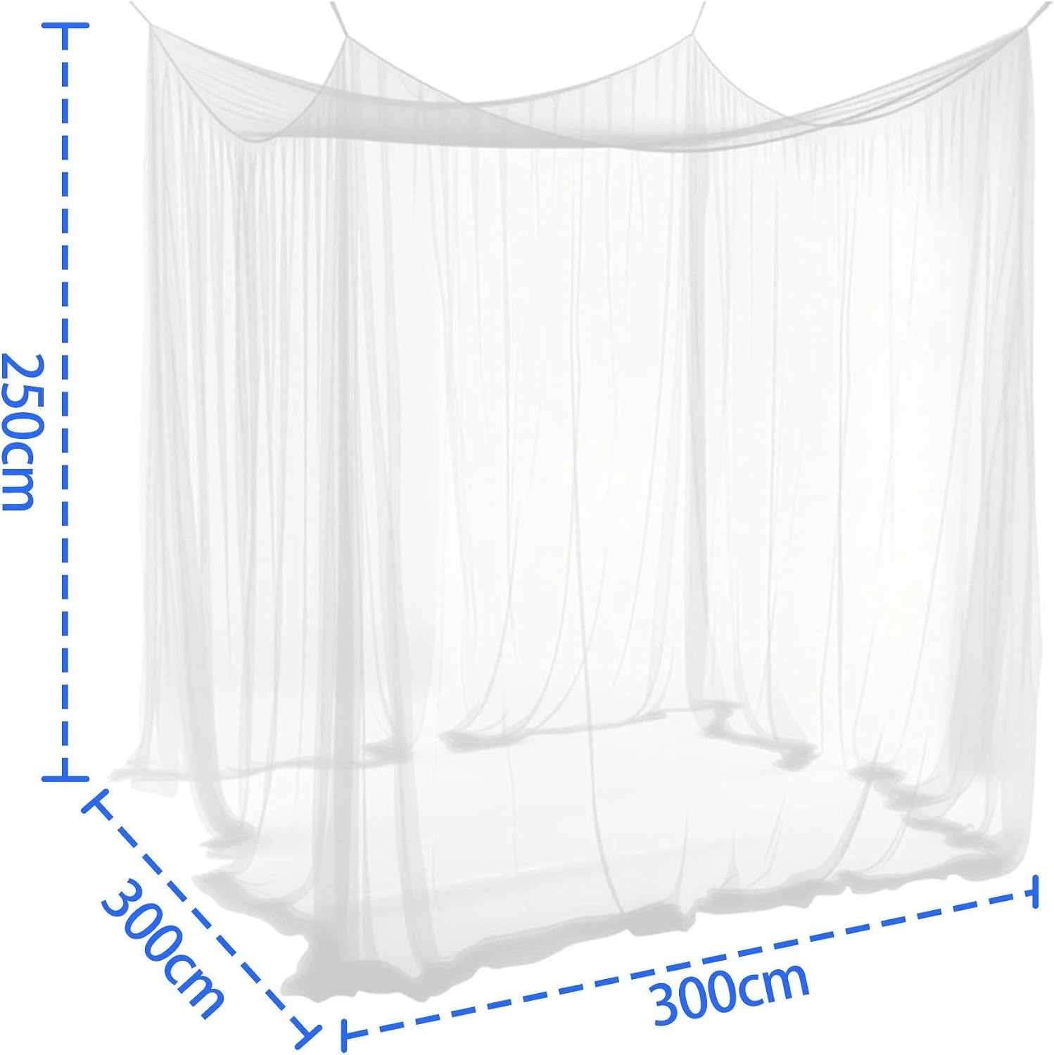 Moustiquaire 300 x 300 x 250 cm pour tonnelle, jardin, terrasse, camping, lit, maille fine 220 avec 1 porte, blanche - 2