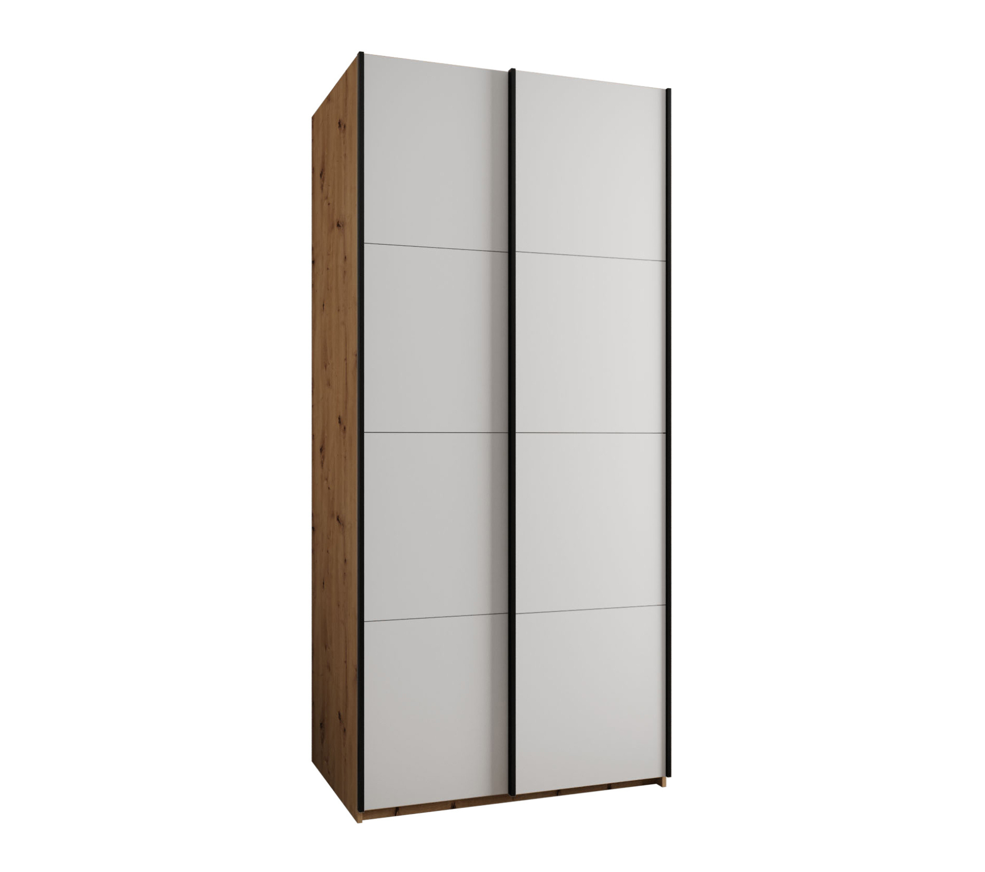 Szafa przesuwna wysoka Lux 1 110 x 64 x 245,5 cm artisan + biały + u. czarny - Abiks Meble