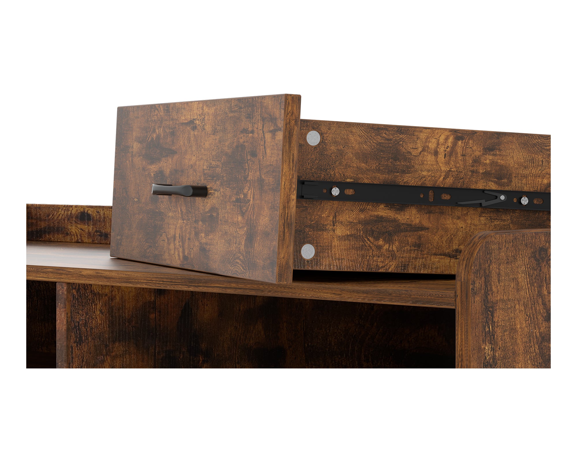 HOMAVO Buffet avec 3 Tiroirs, 1 Porte Coulissante et 2 Compartiments Ouverts – Meuble de Rangement - 9