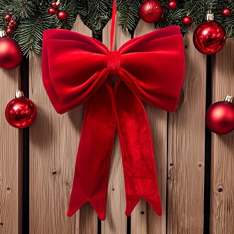 Enfeite de Laço de Natal, Decoração de Natal, Laço grande em veludo para decoração de árvores de Natal, casamentos, festas de fim de ano, 63 x 48 cm - 9