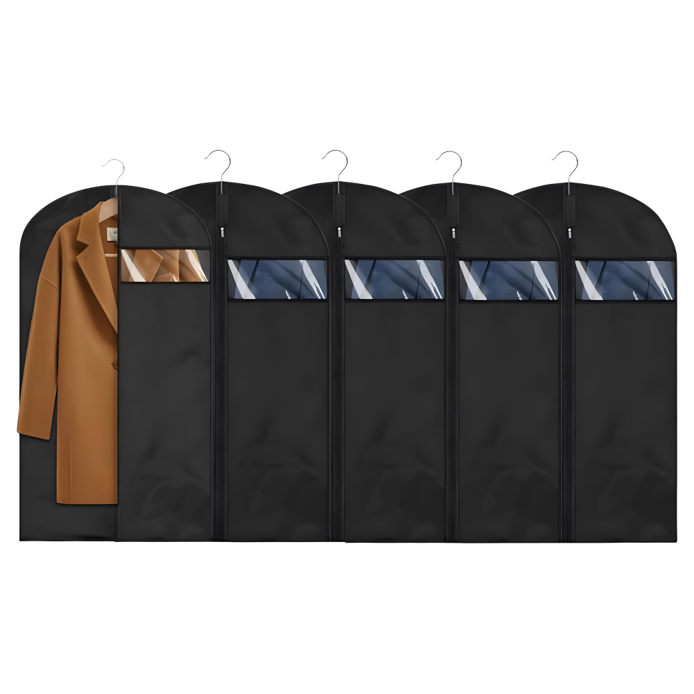 sztuk czarnych pokrowców z zamkiem błyskawicznym 60 x 150 cm - Pokrowce ochronne na ubrania - Pyłoszczelne - Pokrowiec na płaszcz/kurtkę/garnitur