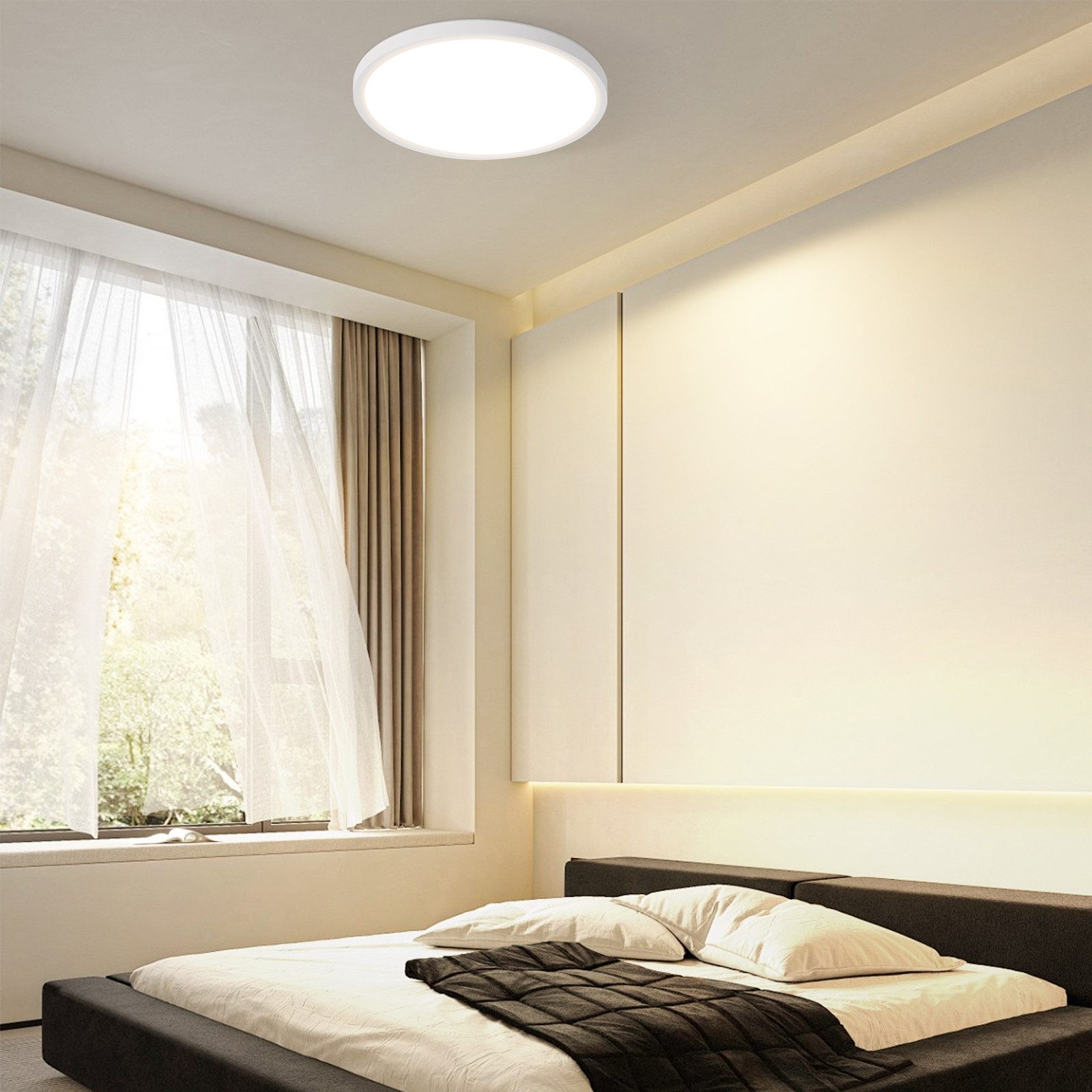 Nettlife Lampa sufitowa Plafon LED do łazienki, płaska, 30 cm, 24W, okrągła, biała, nieściemnialna - 8