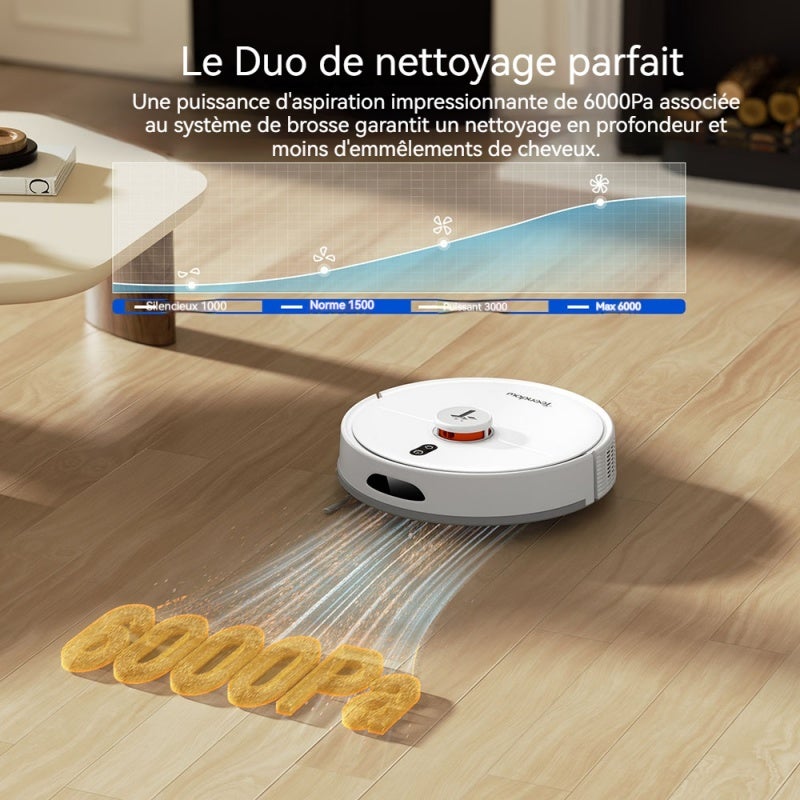 Teendow D20S Max+ aspirateur robot laveur connecté, contrôle par application et commande vocale, robot nettoyeur intelligent pour sols durs et tapis - 5