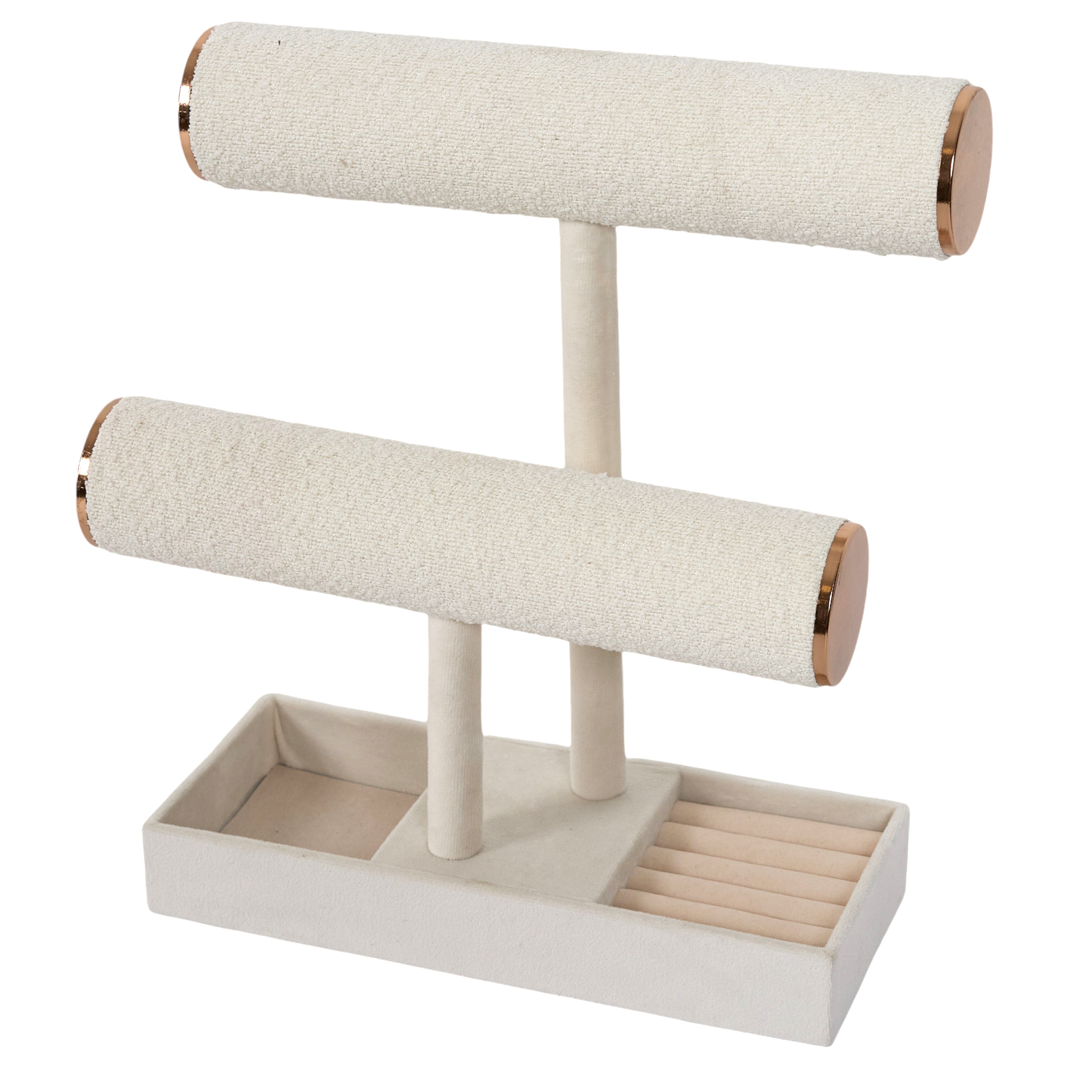 Porte Bijoux - Home Deco Factory - Bouclette Double - Pratique - Esthétique - Blanc - 2