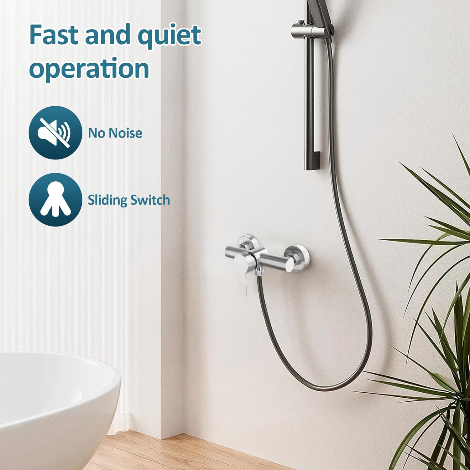 Mitigeur de Douche Mural, Robinet Douche Universel Acier inoxydable 304, Mitigeur Monocommande Douche avec Accessoires de Montage - 4