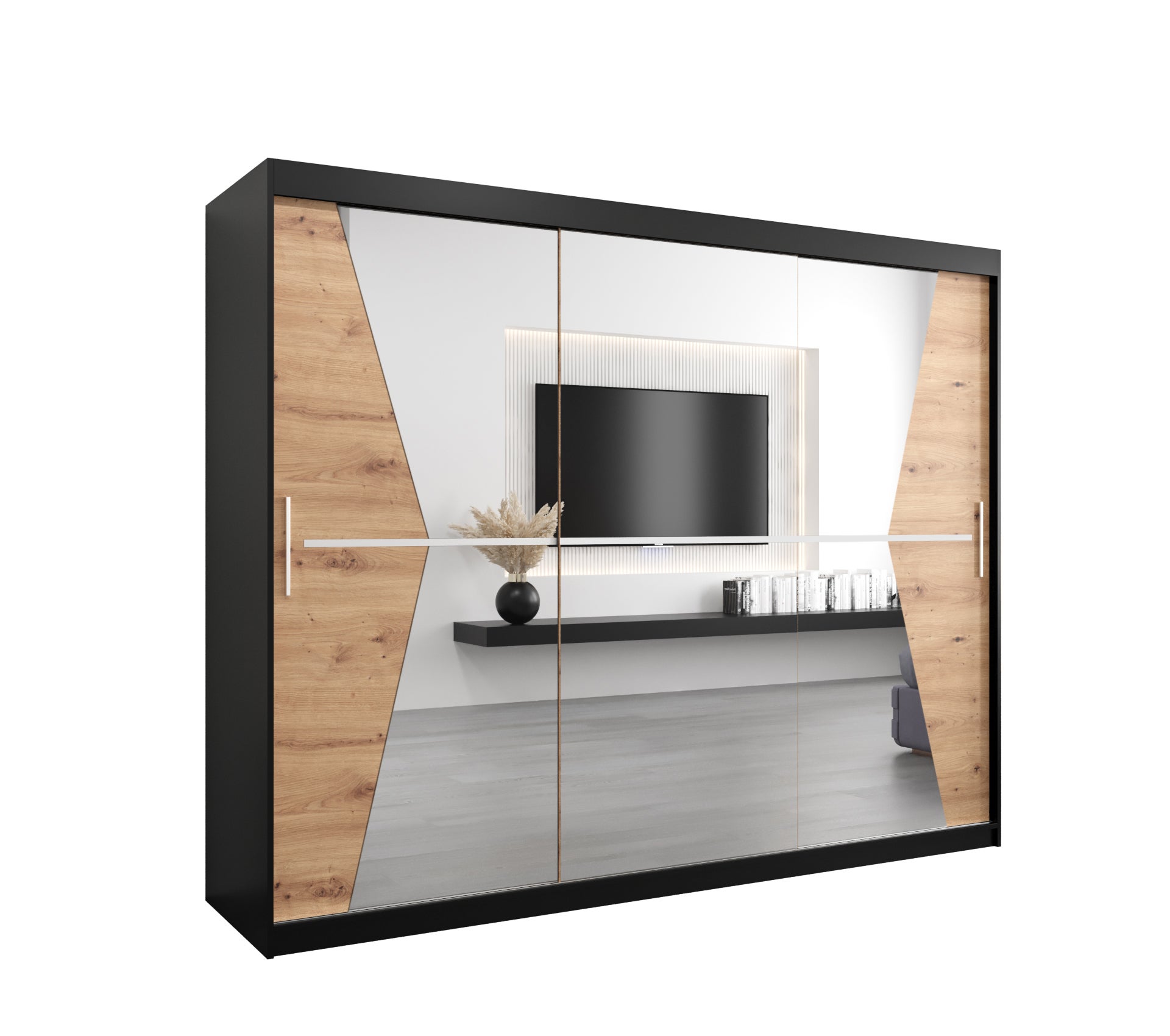 Szafa przesuwna garderoba MAROKO 250 x 62 x 200 cm Czarny + Artisan - Abiks Meble