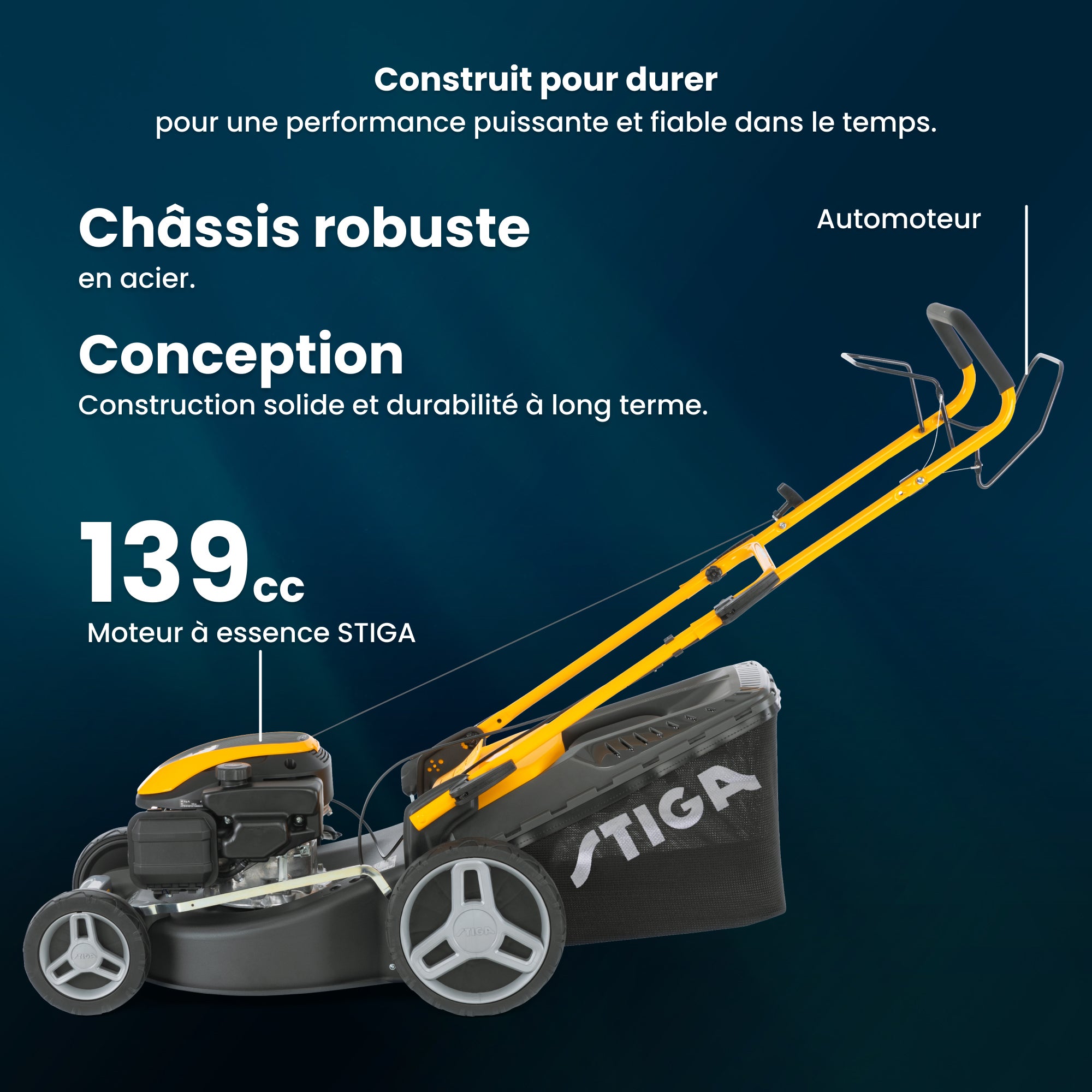 Combi 48 S STIGA Tondeuse automotrice 139cc 46cm bac 60L bouchon mulching - 2