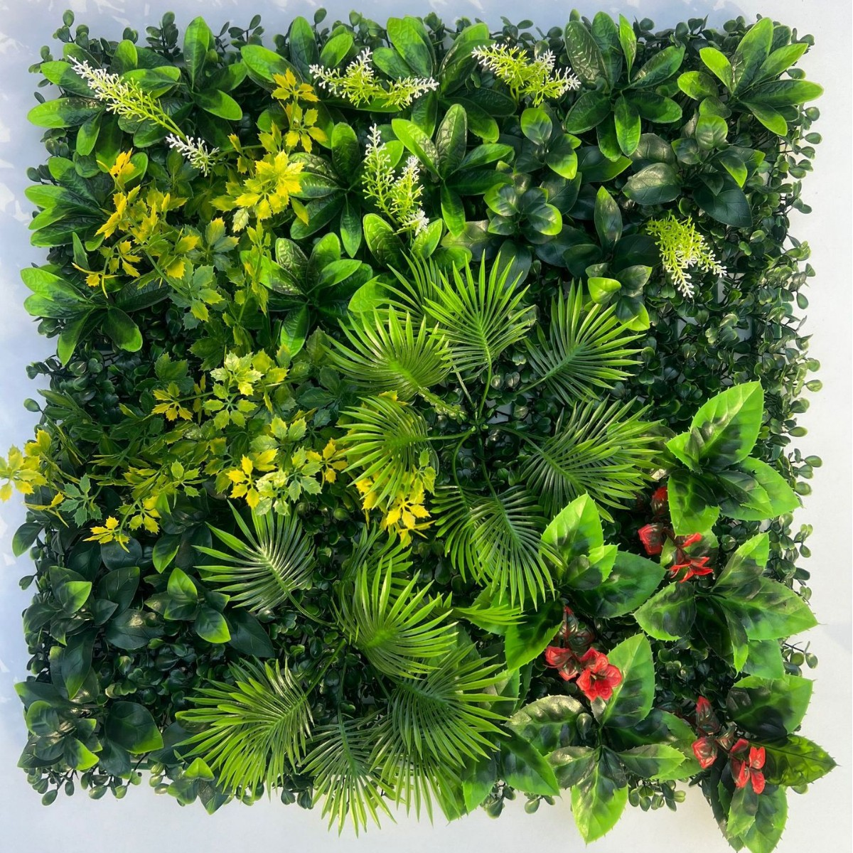 Lot de 4 haies murales artificielles, écrans de protection et d'intimité pour jardin, toile de fond en gazon synthétique, protection UV, 50 cm x 50 cm - 2