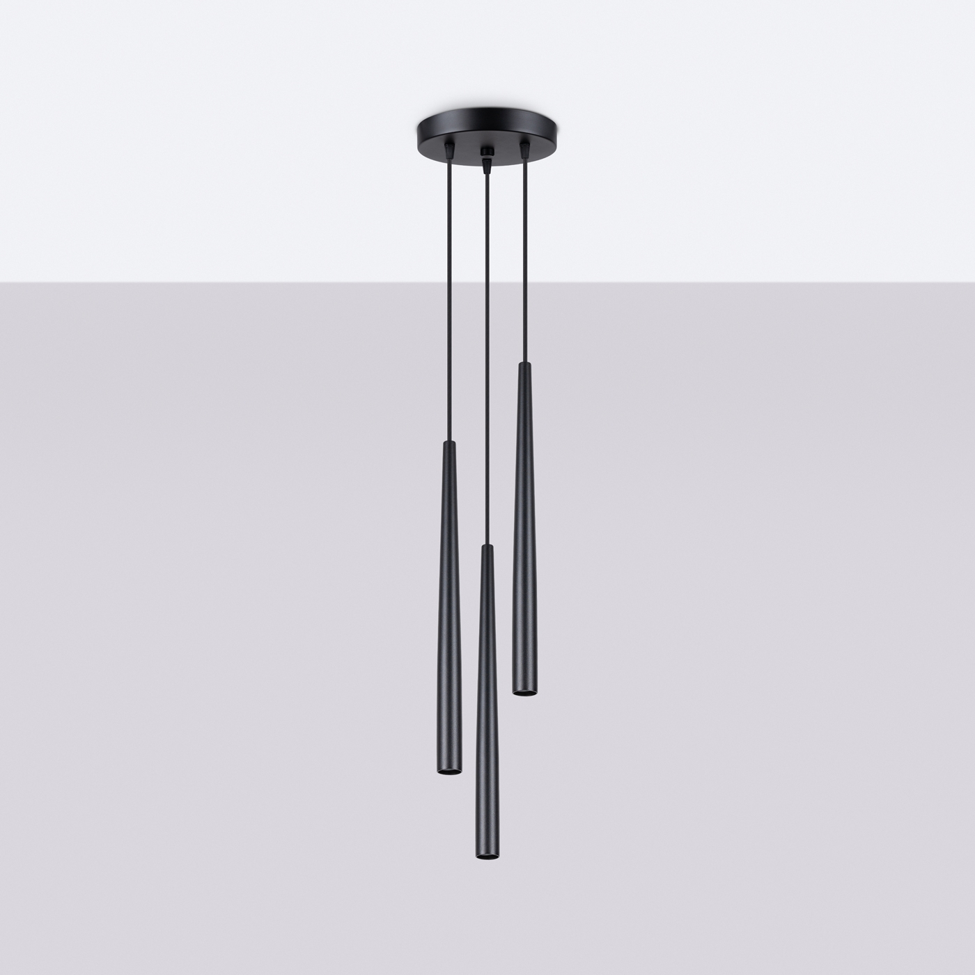Lampa wisząca EUPHORA 3P czarna LED 4000K - 19.5x19.5x118cm Sollux