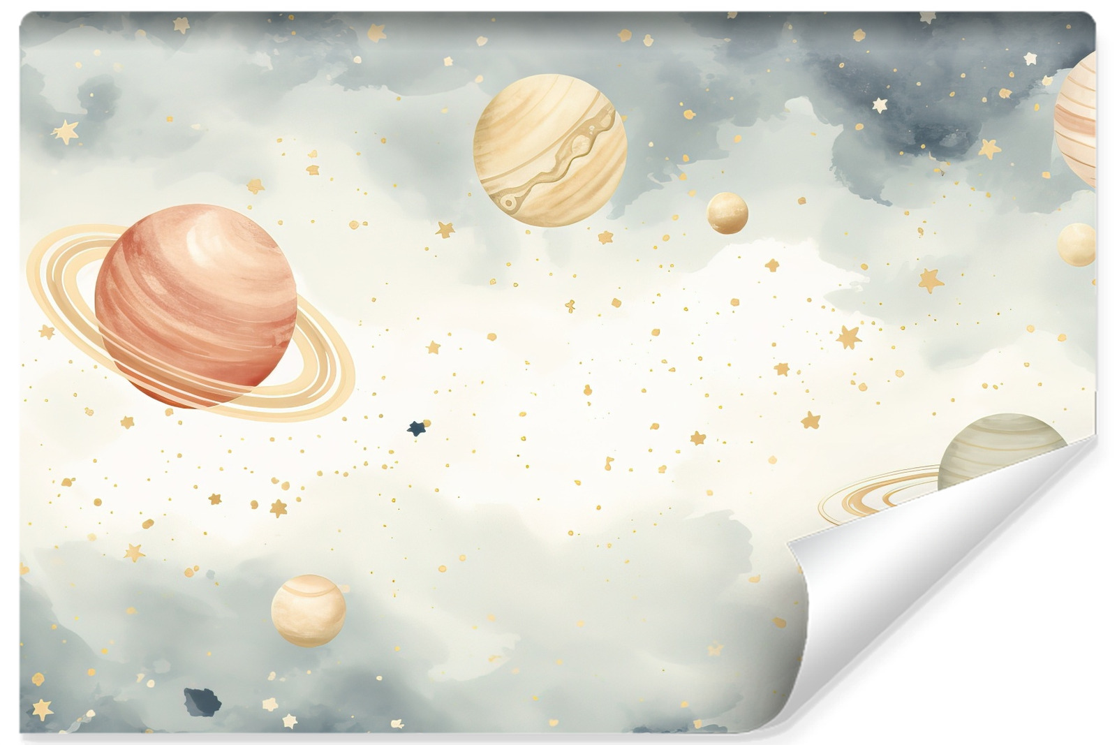 Papel pintado fotografico no tejido para habitación infantil planetas cosmos estrellas 315cm x 210cm