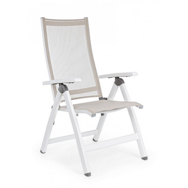 Fauteuil de jardin pliant 59x71x113 cm en textilène taupe - 6