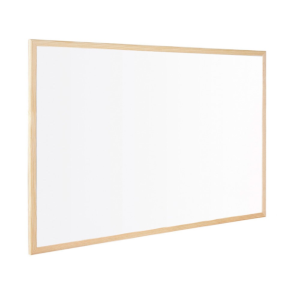 Q-connect tableau blanc mélaminé cadre bois lisse lavable - Accessoires fixation mur - 90x60cm - Blanc - 3