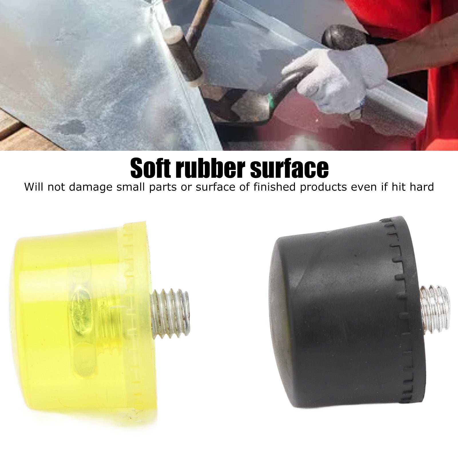 2 Set di punte per martello con testa battente in gomma, accessori di ricambio, mazzuolo Blackdia giallo 25 mm - 2