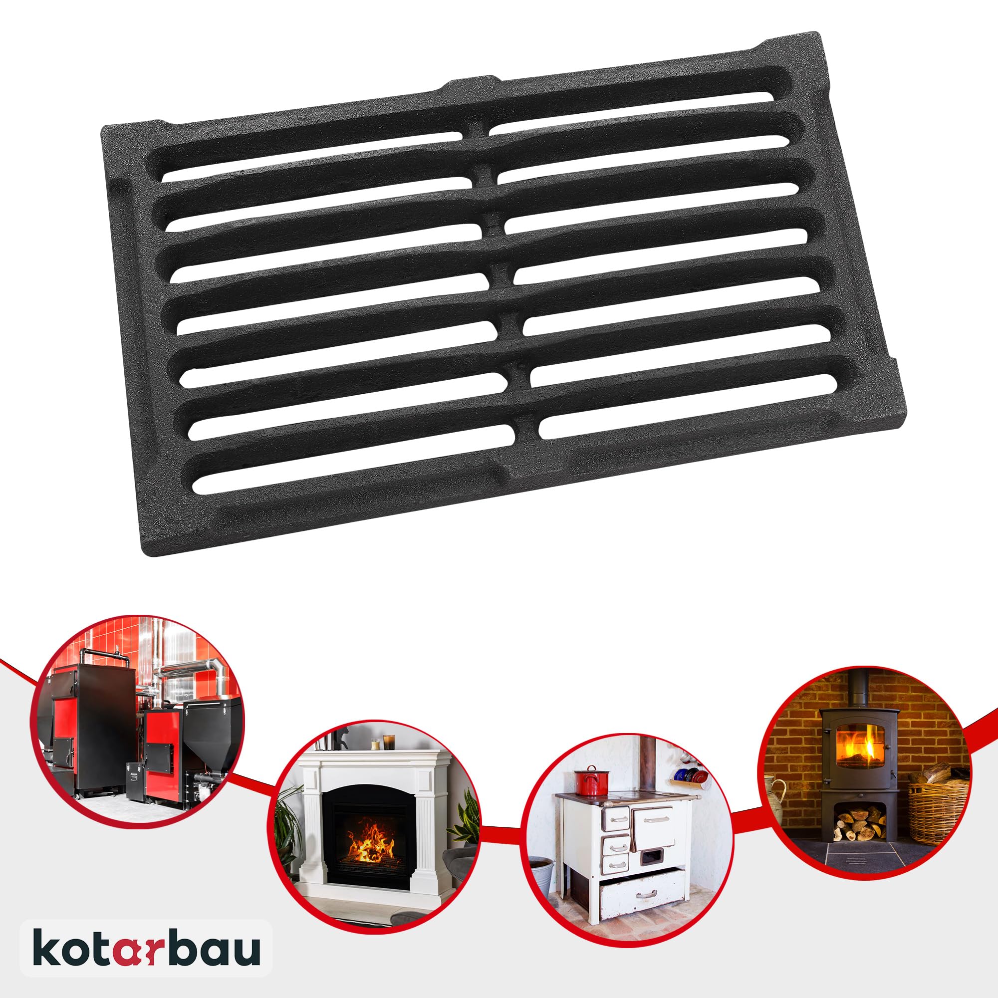 Grille de Cheminée en fonte 27 x 15,5 cm - Grille en fonte carrée - Résiste aux températures élevées - KOTARBAU - 5