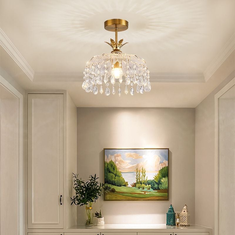 Lustre rétro français en cristal, tige de suspension de 20 cm (trois couleurs), convient pour l'éclairage d'une entrée, d'un couloir et d'un balcon. - 3