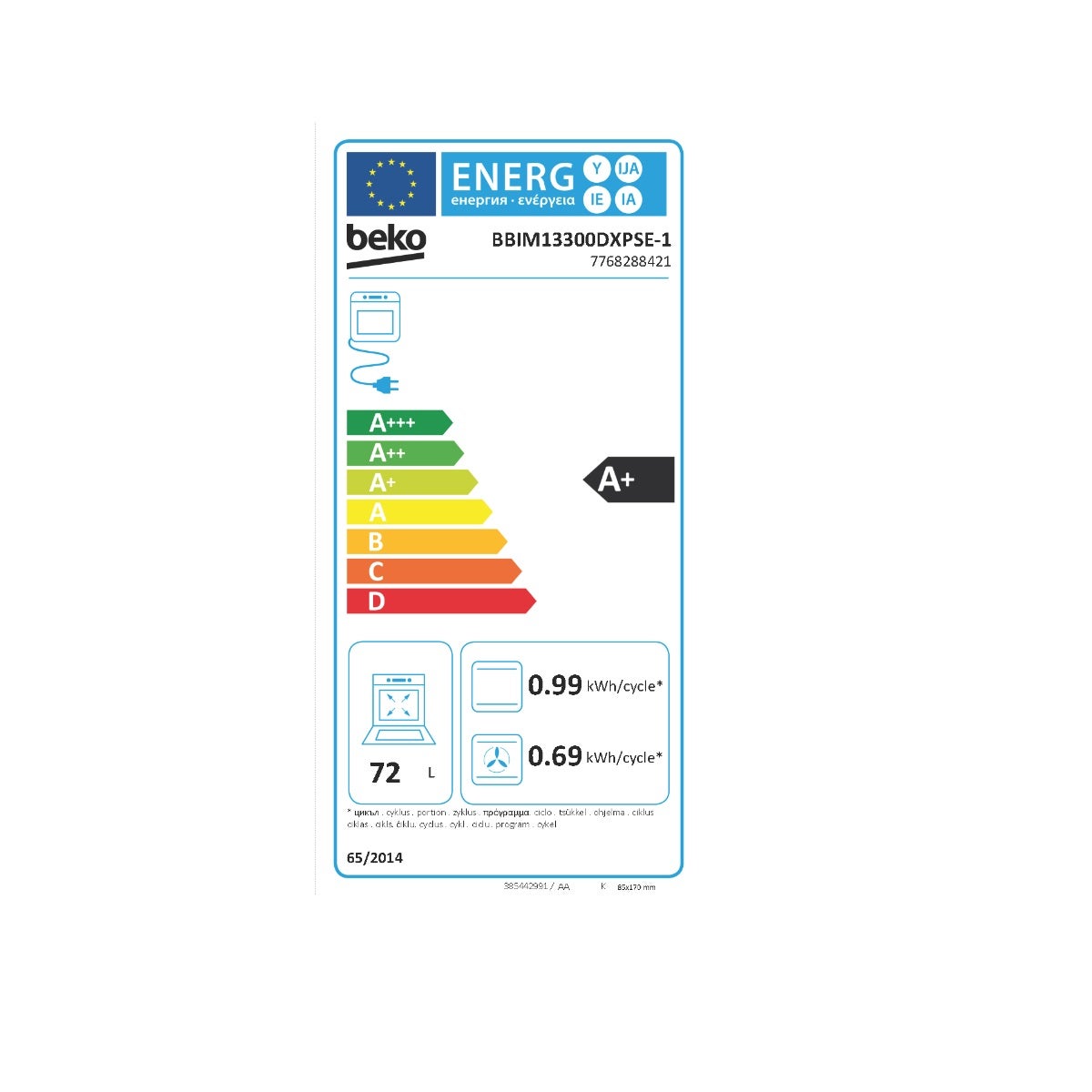 Four intégrable 72l 60cm a pyrolyse noir - Beko BBIM13300DXPSE-1 - 2