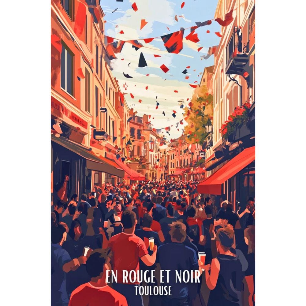 Allez Les Rouges Rugby Posters Affiche - Toulouse En Rouge et Noir Rugby - Posters de nos Régions ...