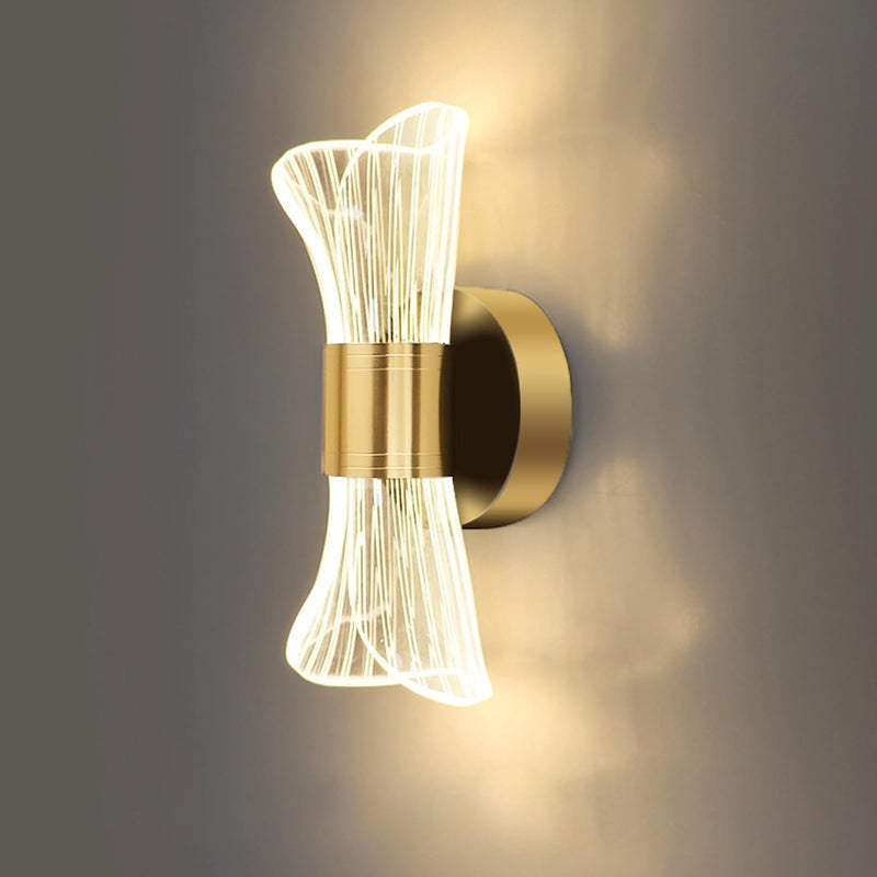 Nowoczesna lampa ścienna LED, akrylowa lampa ścienna w kształcie złotej klepsydry, 10W, idealna do sypialni, salonu lub przedpokoju