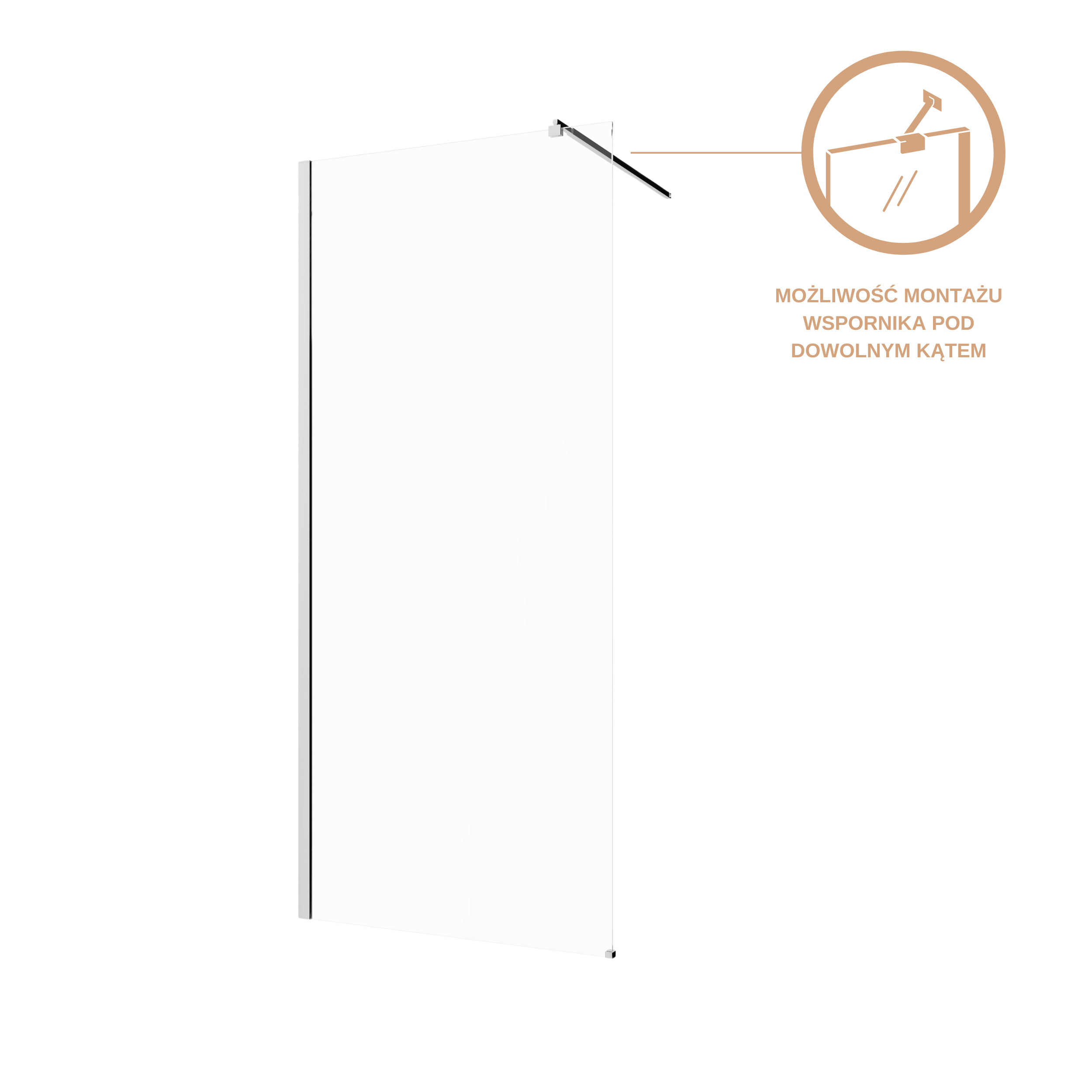 Kabina Prysznicowa Walk In Prysznic Walk-In Ścianka 200 x 120 cm INVENA - 8
