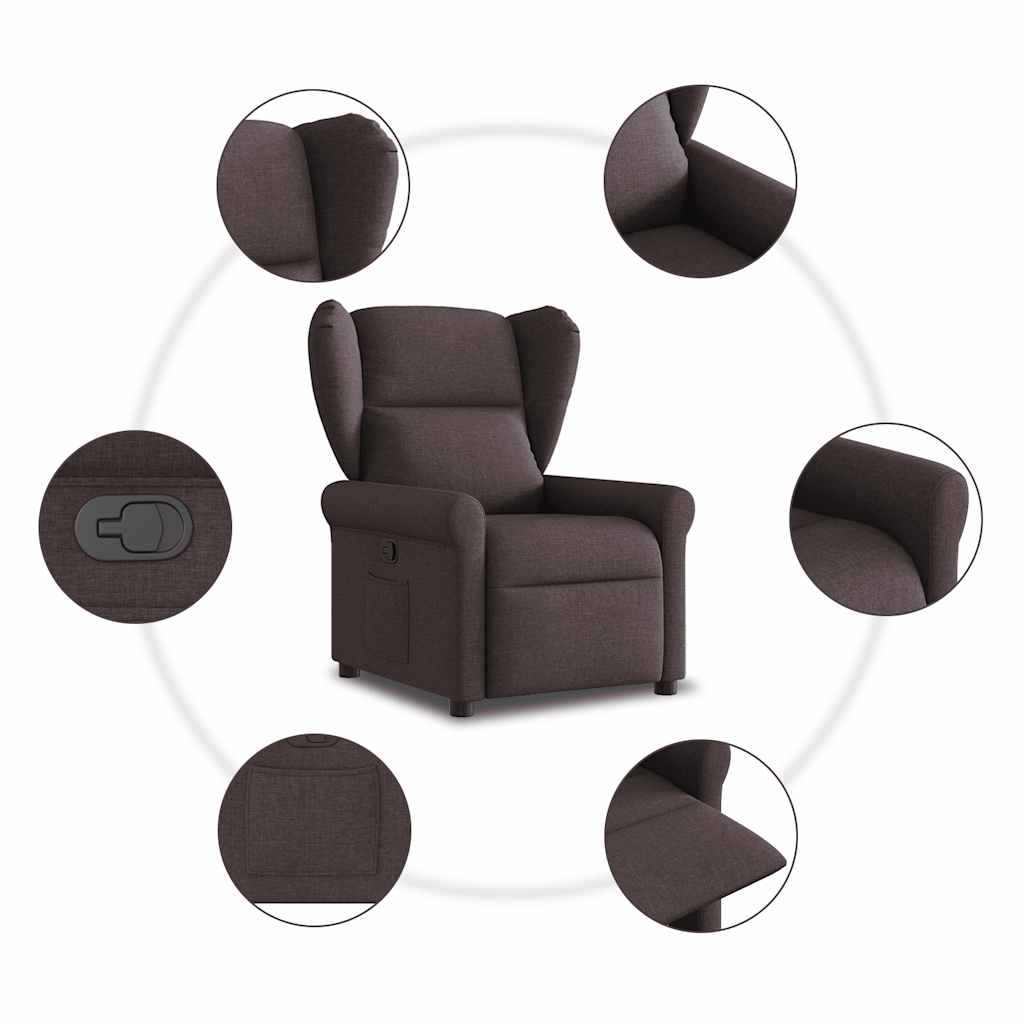 Fauteuil de télévision | Fauteuil inclinable Marron foncé Tissu CFW621634 - 7
