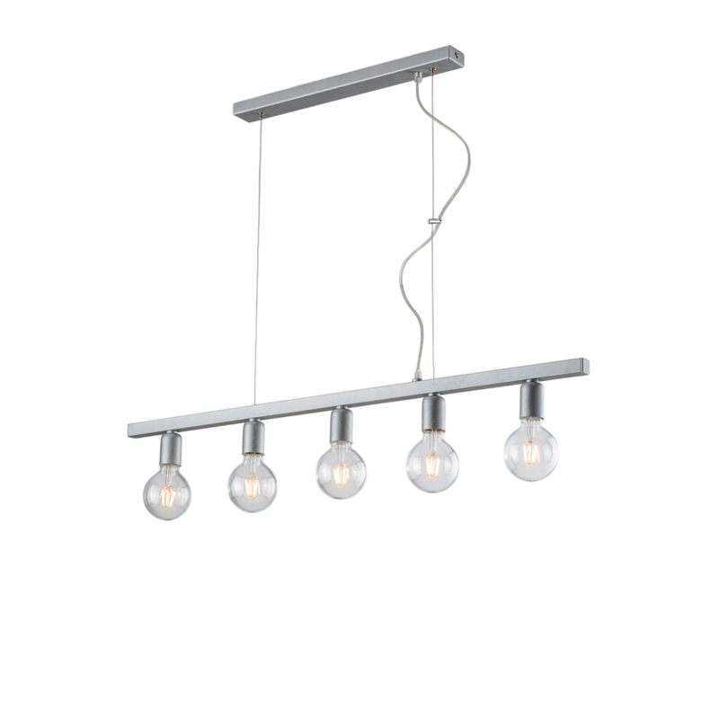 Lampa wisząca Fabian z żelaza lakierowanego na biało i srebrno, 5 świateł, dł. 101 x 5, BL293-5-ARG