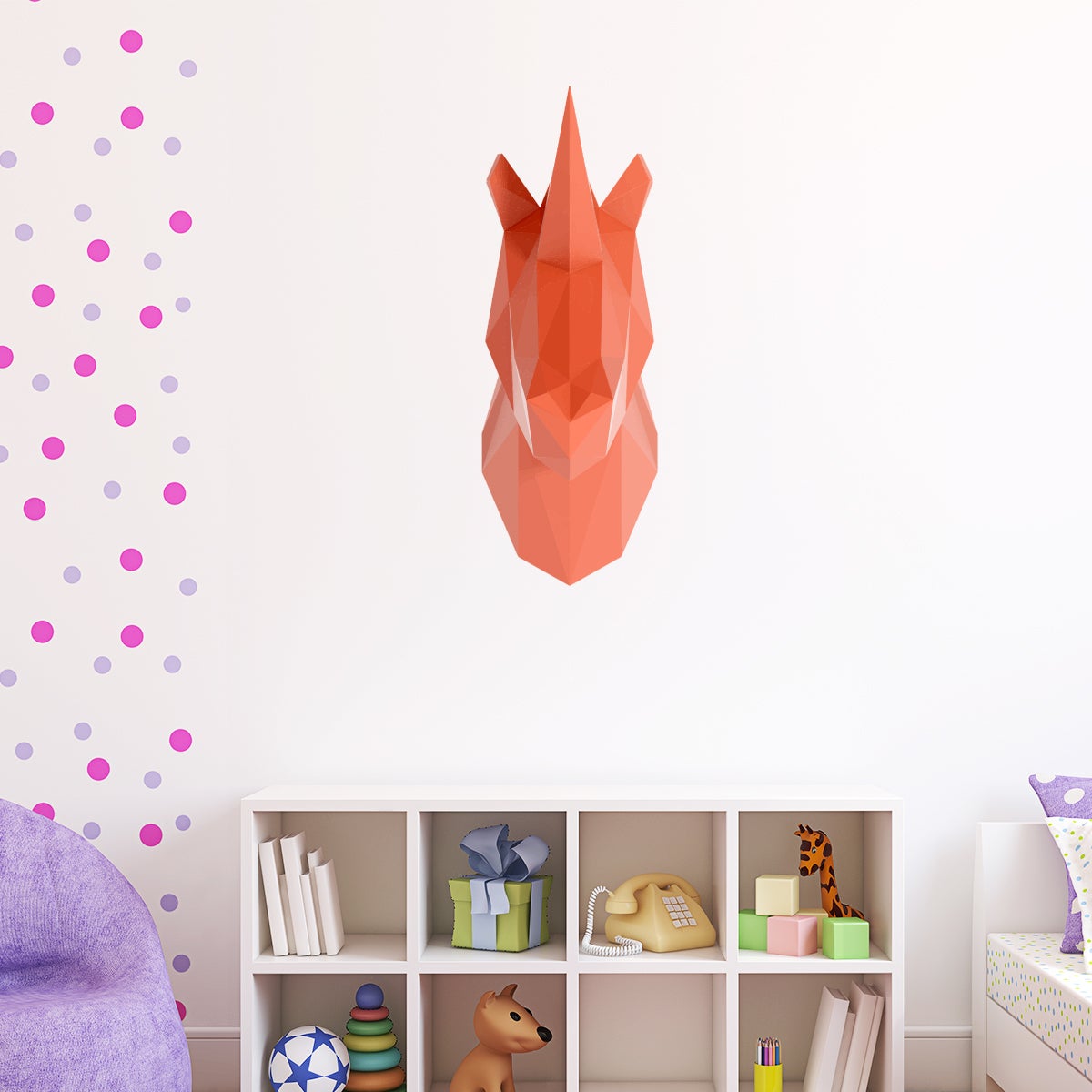 Sticker origami 3D licorne rose 50 x 20 cm - 3
