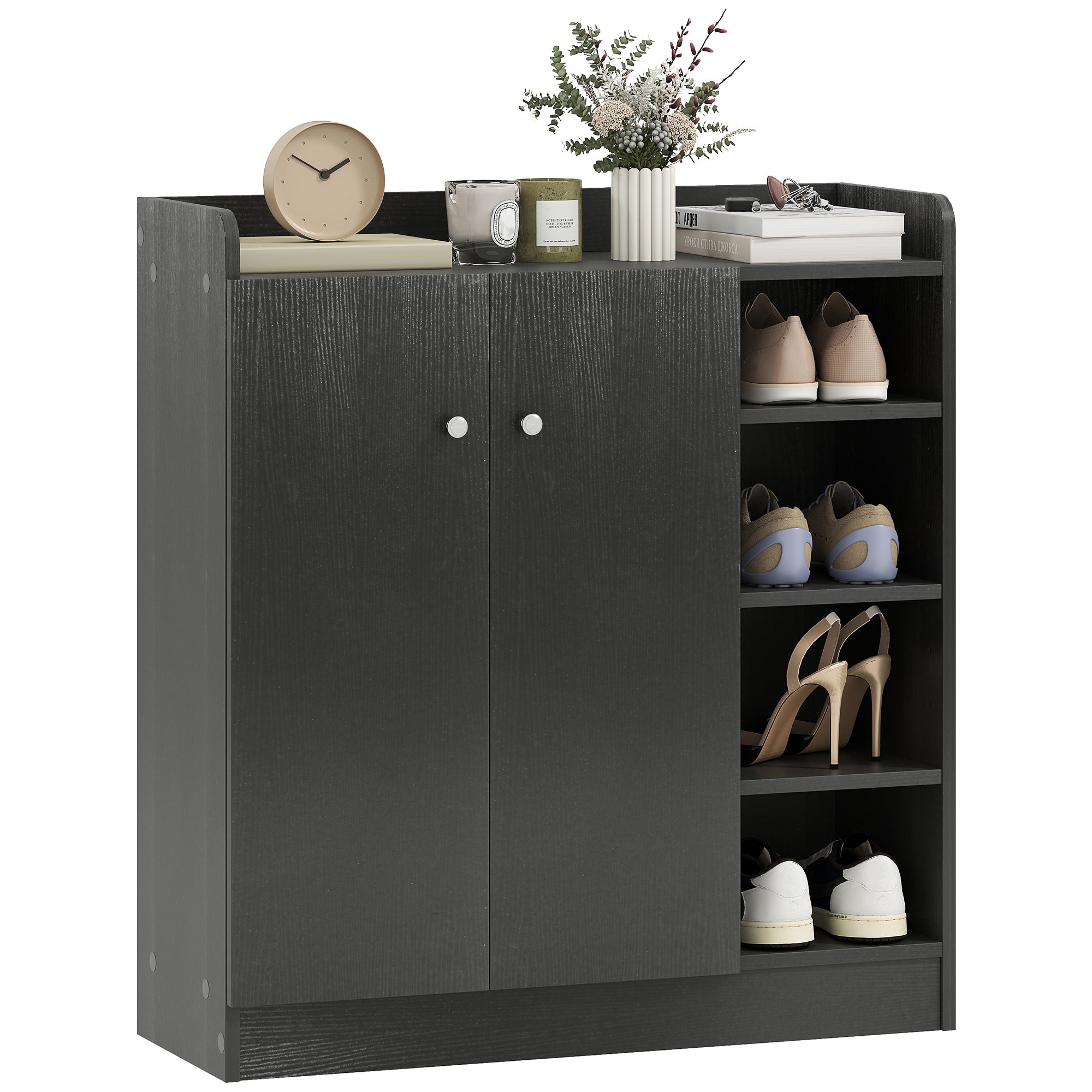 Leroy Merlin Shoe storage cabinet with adjustable shelves, black 