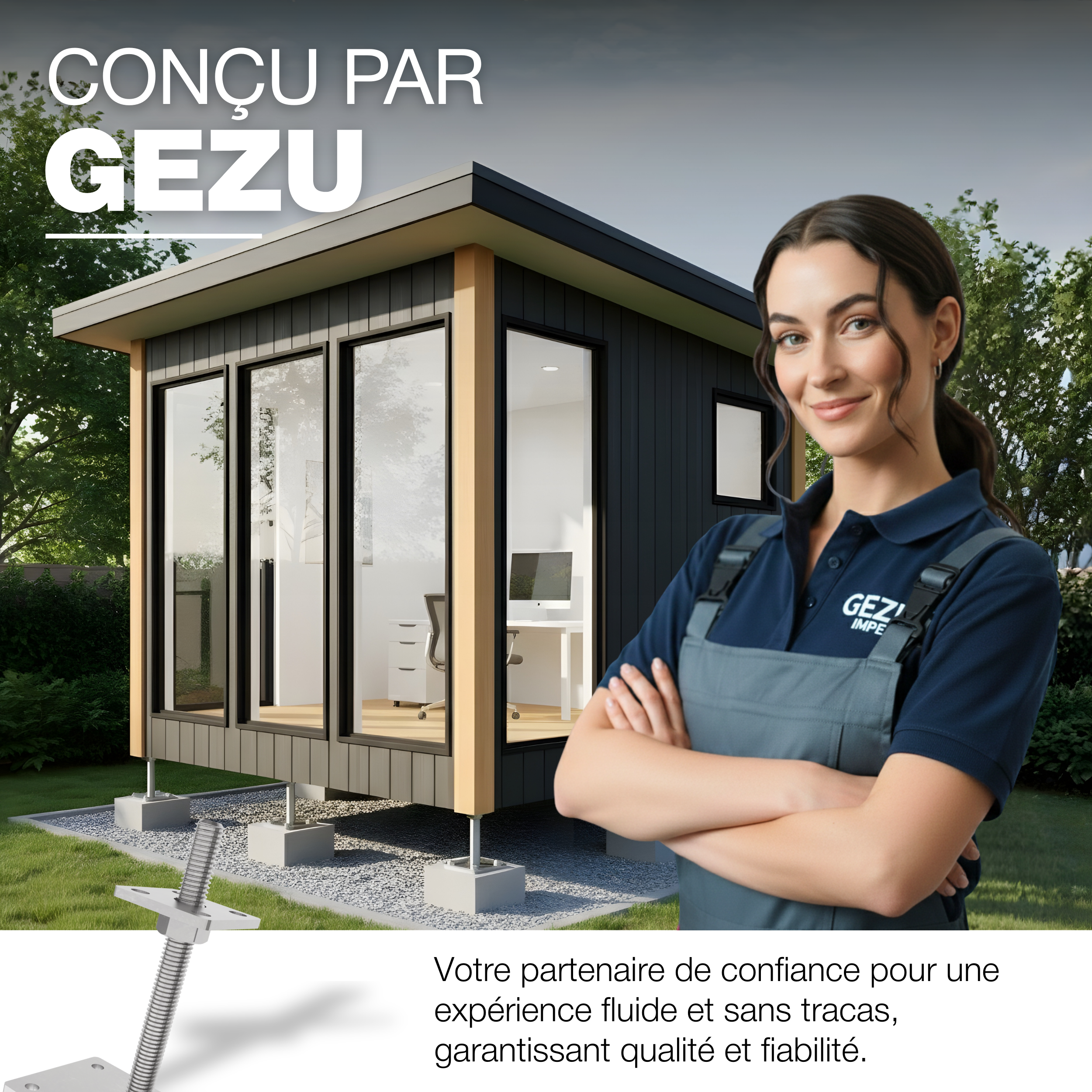 Support de poteau Galvanisé à chaud 100 x 100 mm | 50 - 230 mmhauteur reglable platine bois pied clôture GeZu Impex - 7