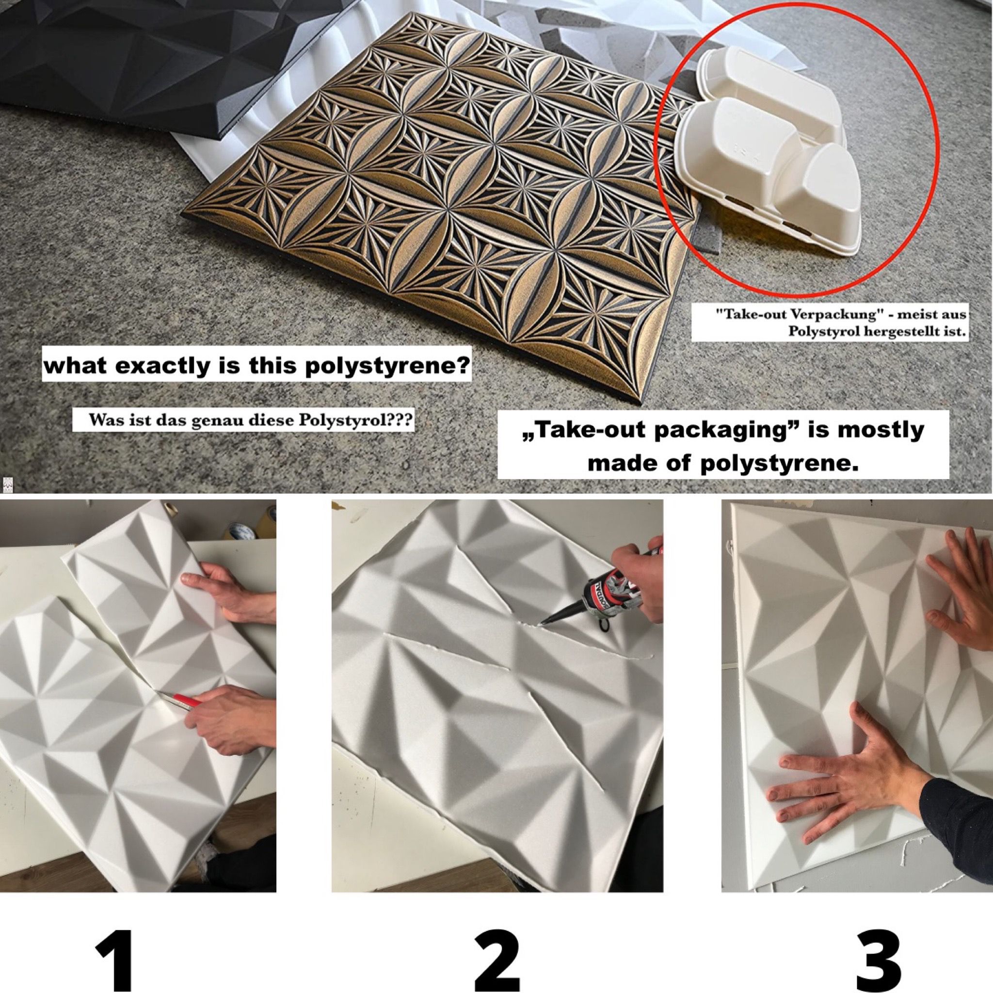 Panneaux muraux 3D décors revêtement mural panneaux de plafond POLYSTYRENE MATERIAL STYROPOR-TYPE 3mm force 8 pièces - 2m² Zircon Blanc - 5